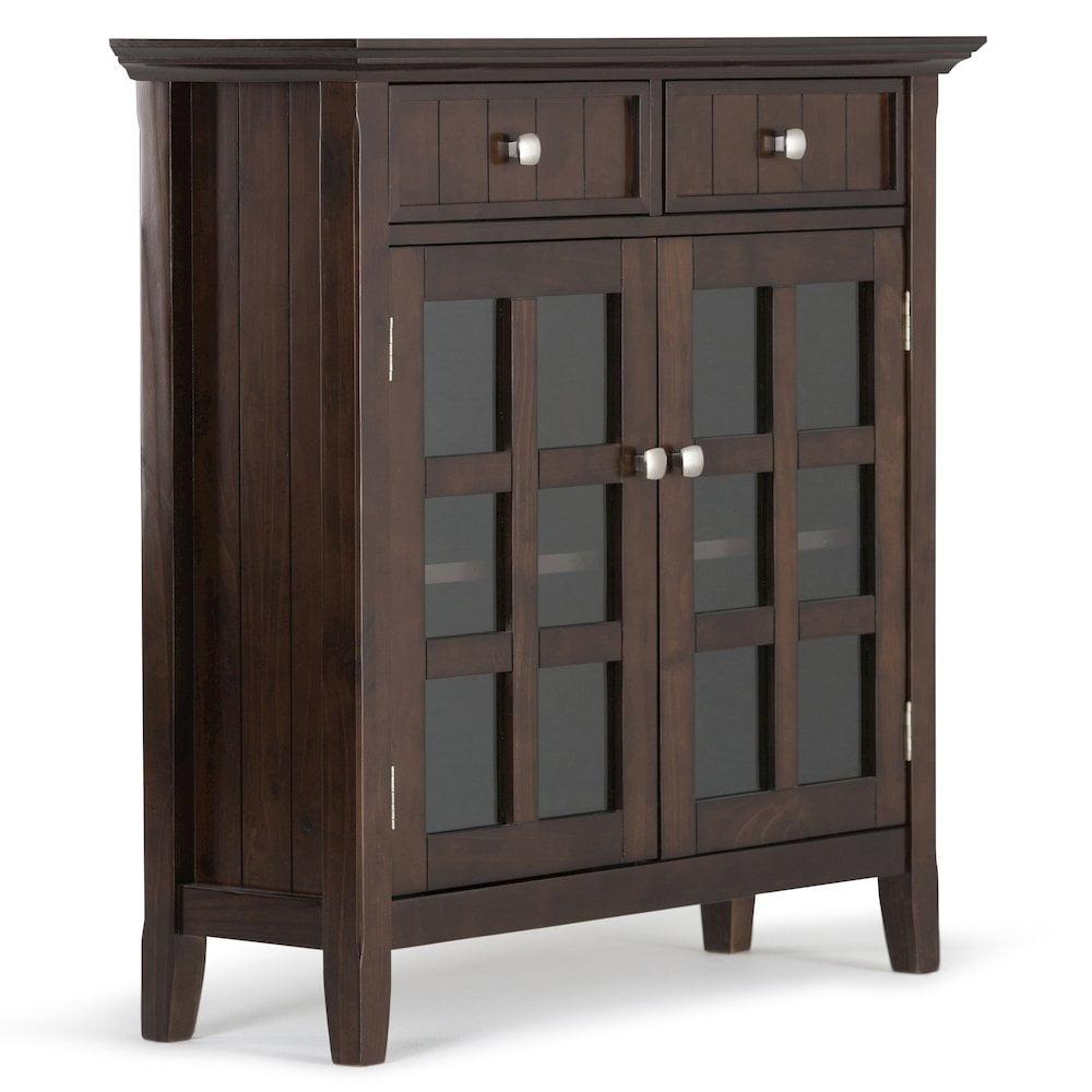 Simpli Home Acadian Solid Wood Entryway Storage Cabinet In Brunette Brown