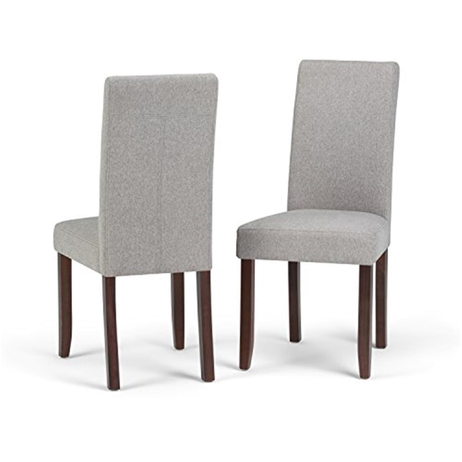 Cloud Grey Linen Upholstered Parsons Side Chair Set