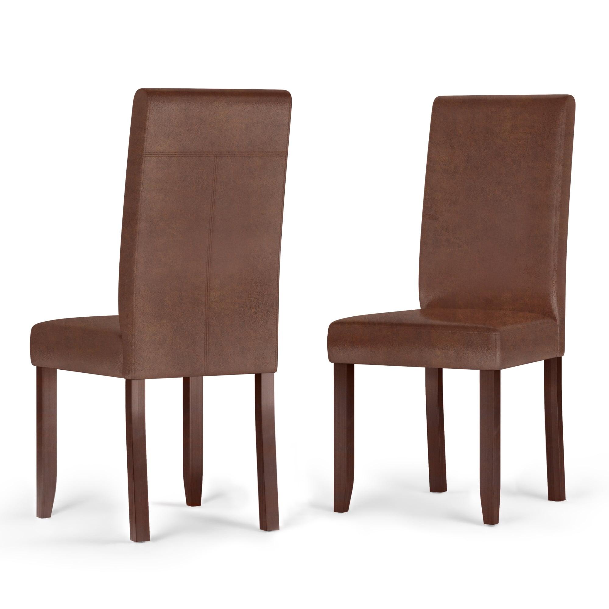 Distressed Saddle Brown Faux Leather Parsons Side Chair