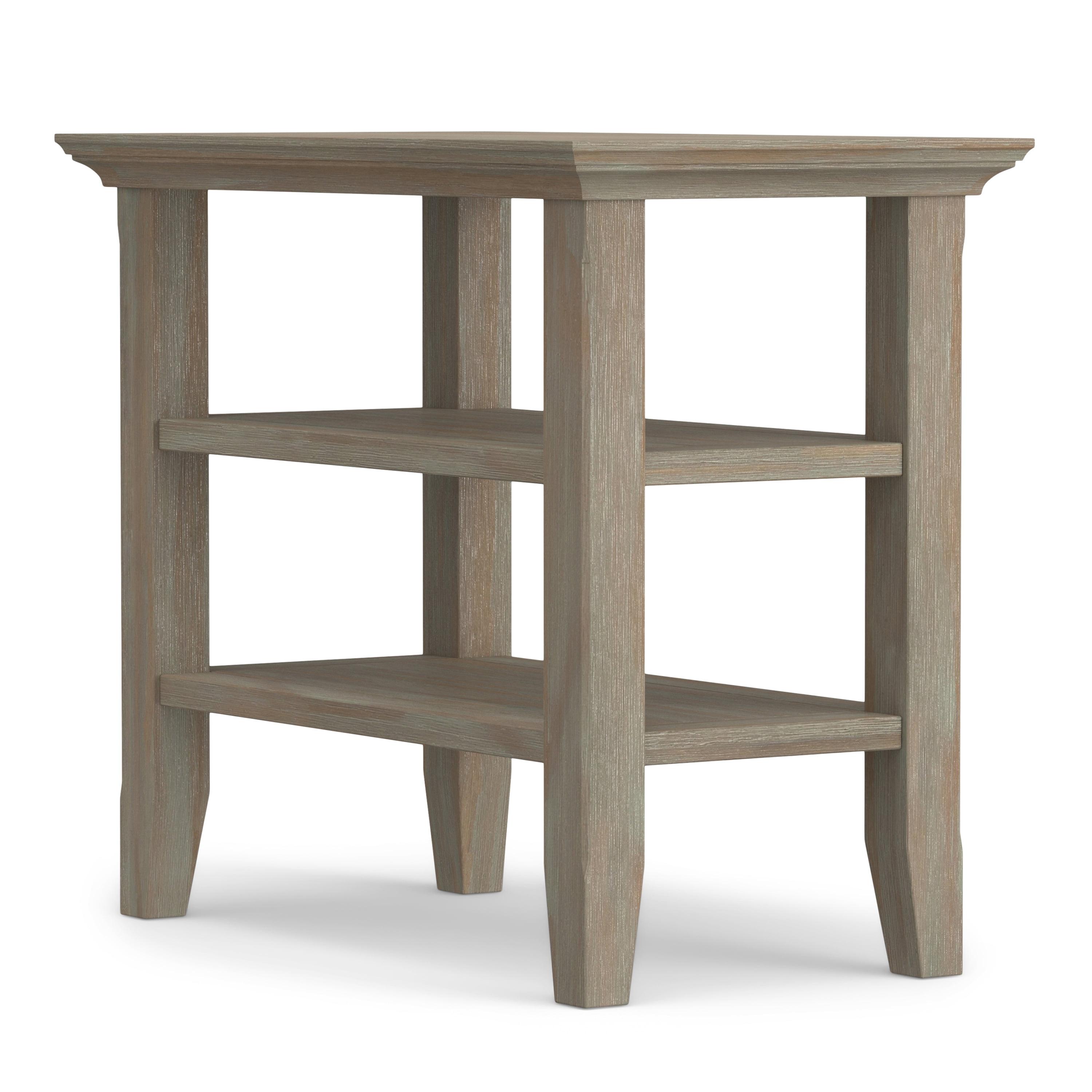 Simpli Home Acadian Wood 14" Rectangle Transitional Narrow Side Table in Gray