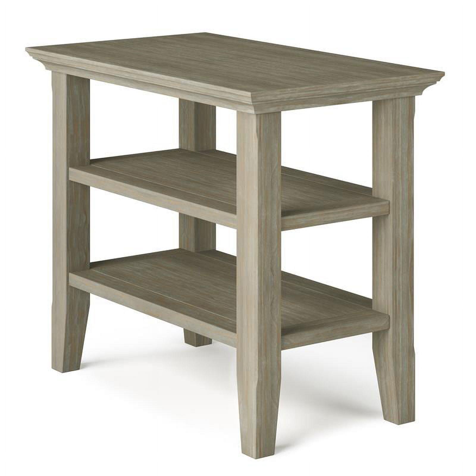 Acadian Distressed Grey Solid Pine 14" Narrow Side Table with Shelves