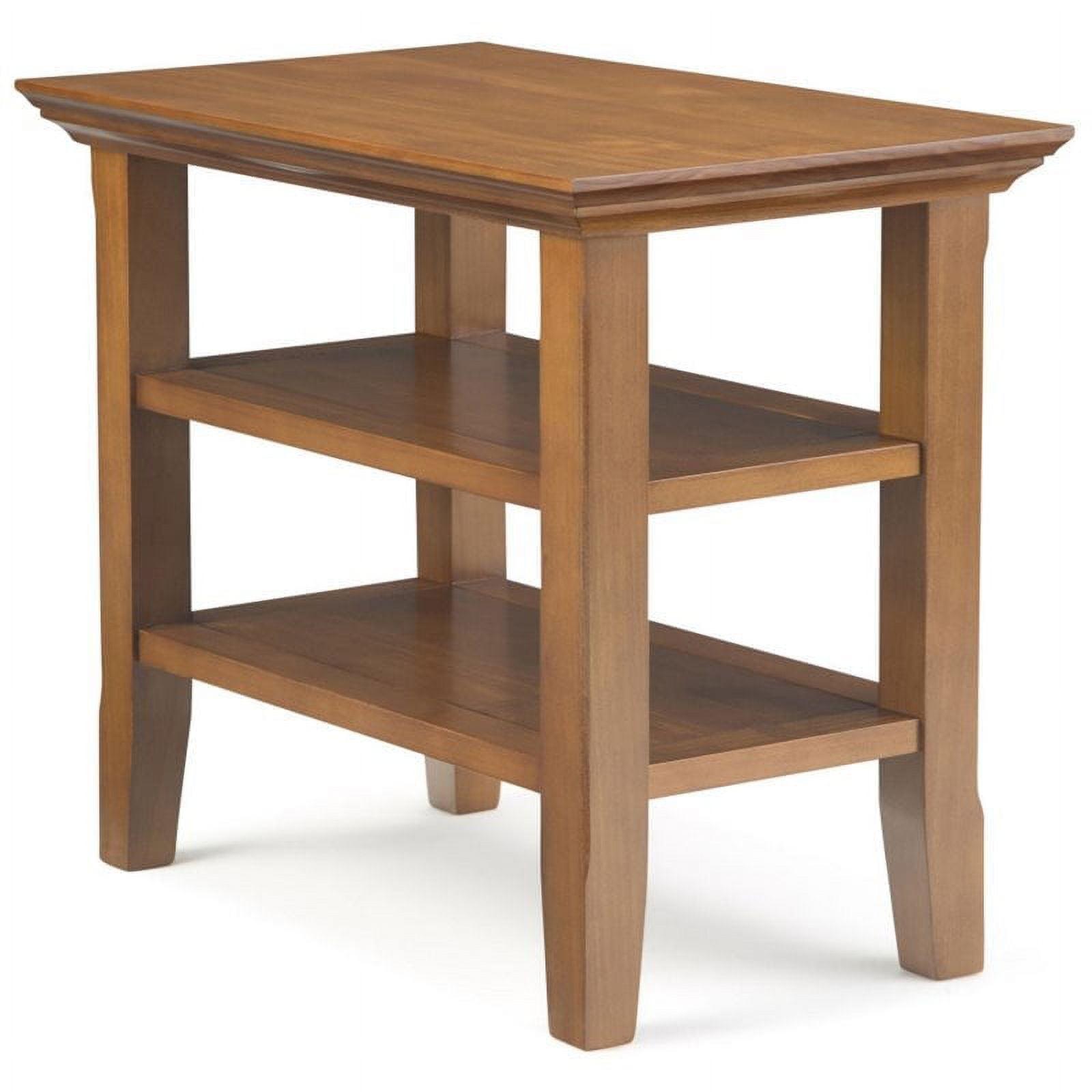 Acadian Solid Wood 14" Light Golden Brown Narrow Side Table with Storage