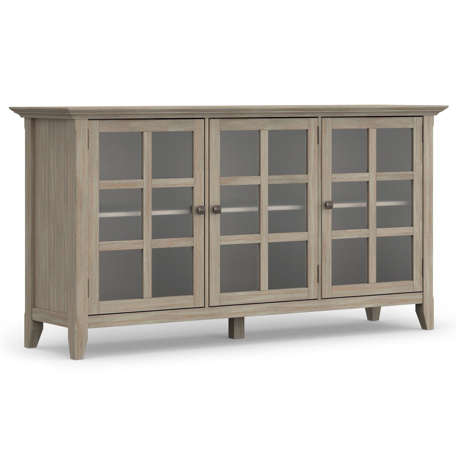 Simpli Home Acadian Wood 62" Transitional Cabinet in Gray