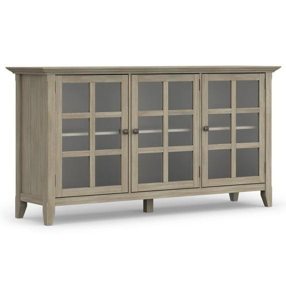 Simpli Home Acadian Wood 62" Transitional Cabinet in Gray