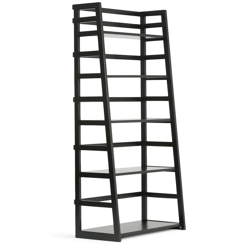 Simpli Home Acadian 30"W Solid Wood 5 Shelf Ladder Bookcase with Open Shelves