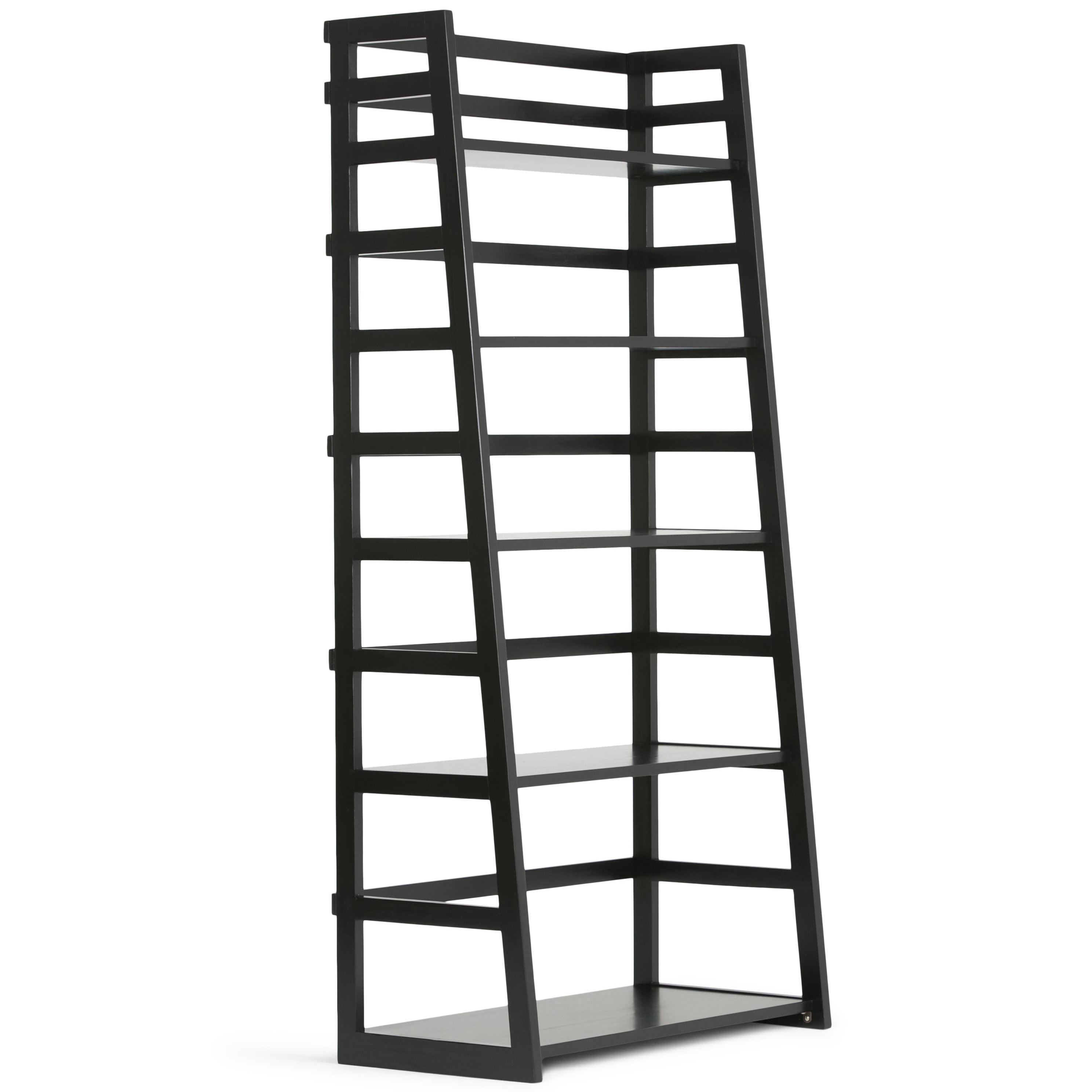 Simpli Home Acadian 30"W Solid Wood 5 Shelf Ladder Bookcase with Open Shelves