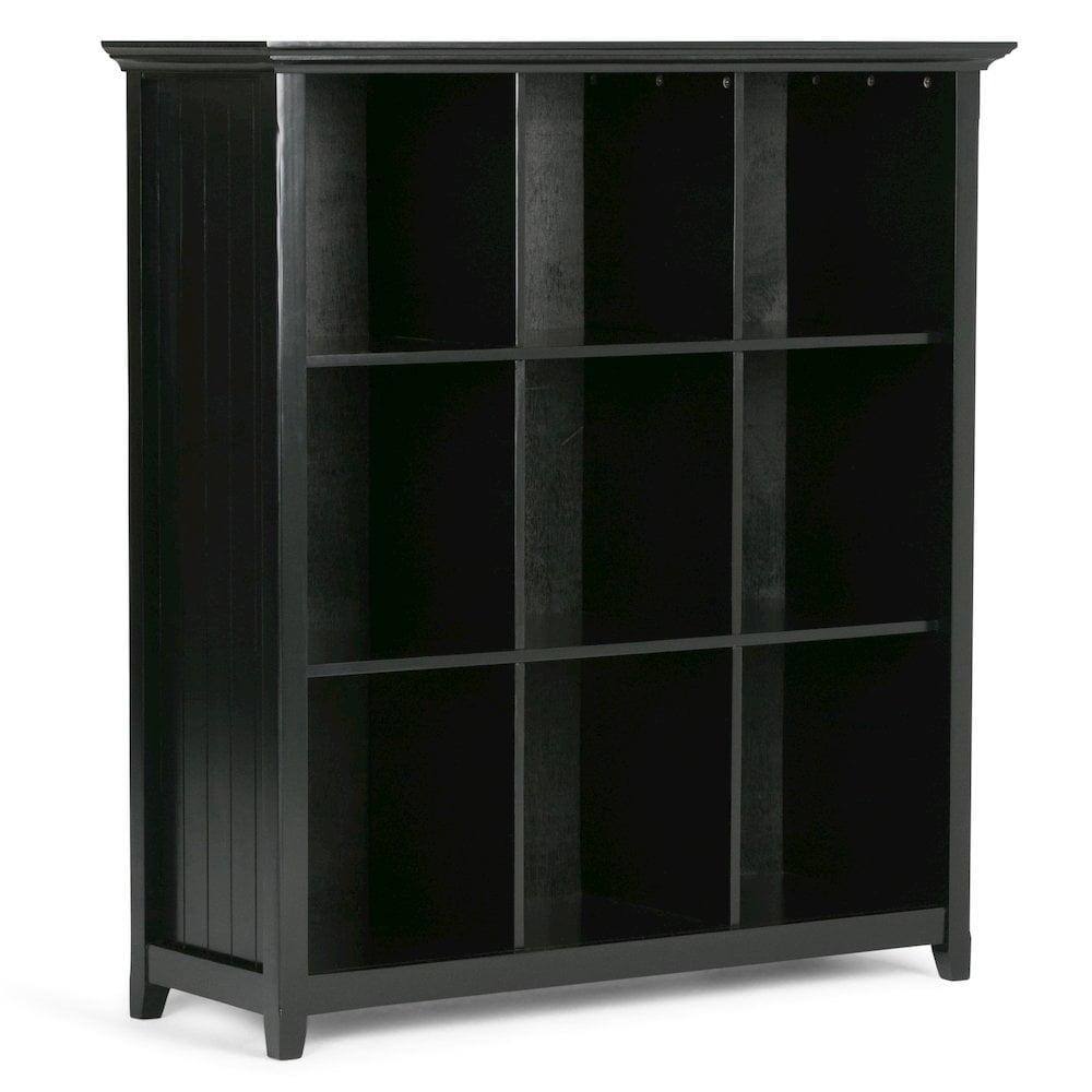 Simpli Home Acadian Wood Transitional 9 Cube Bookcase and Unit in Black