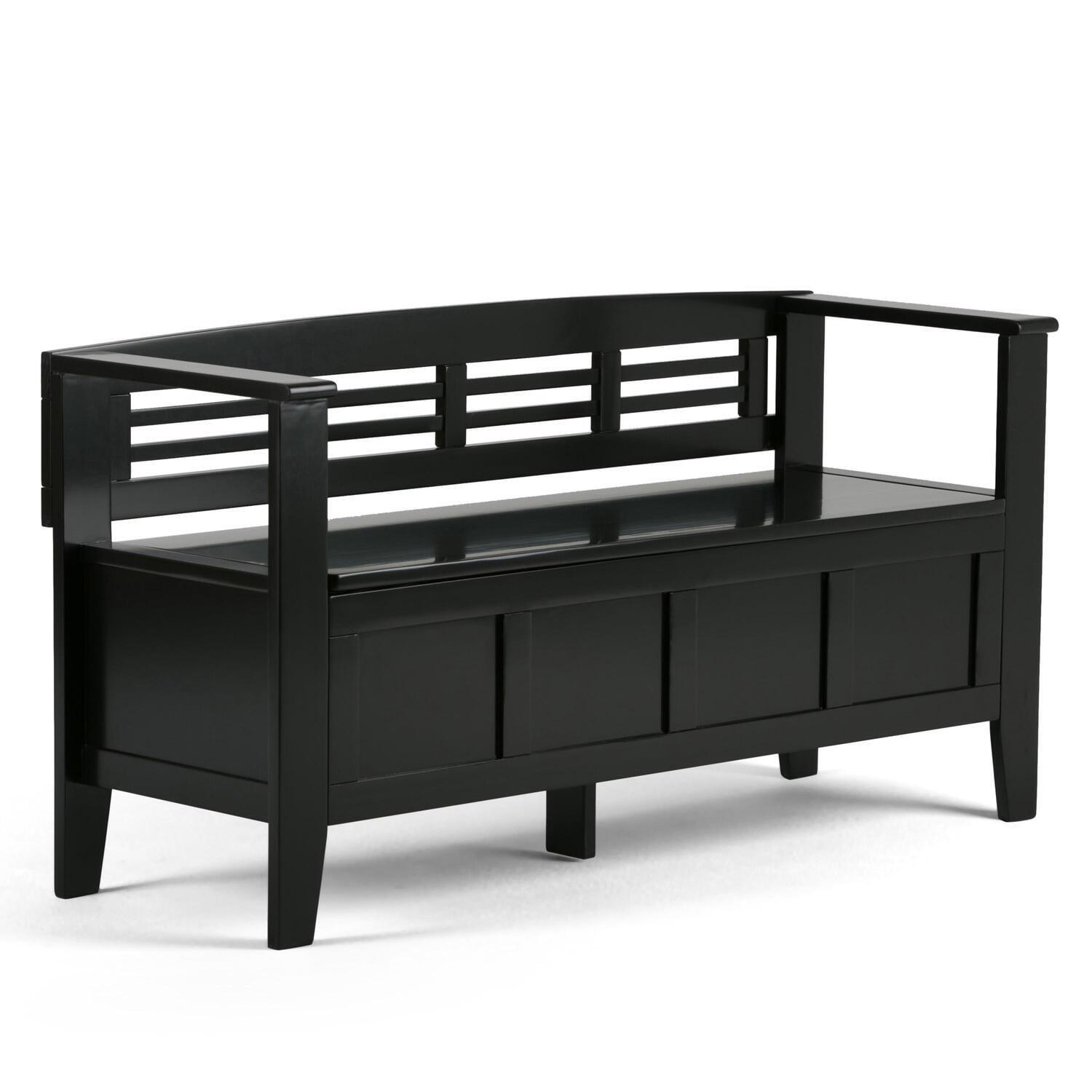 Simpli Home Adams Solid Wood Entryway Lift Top Storage Bench