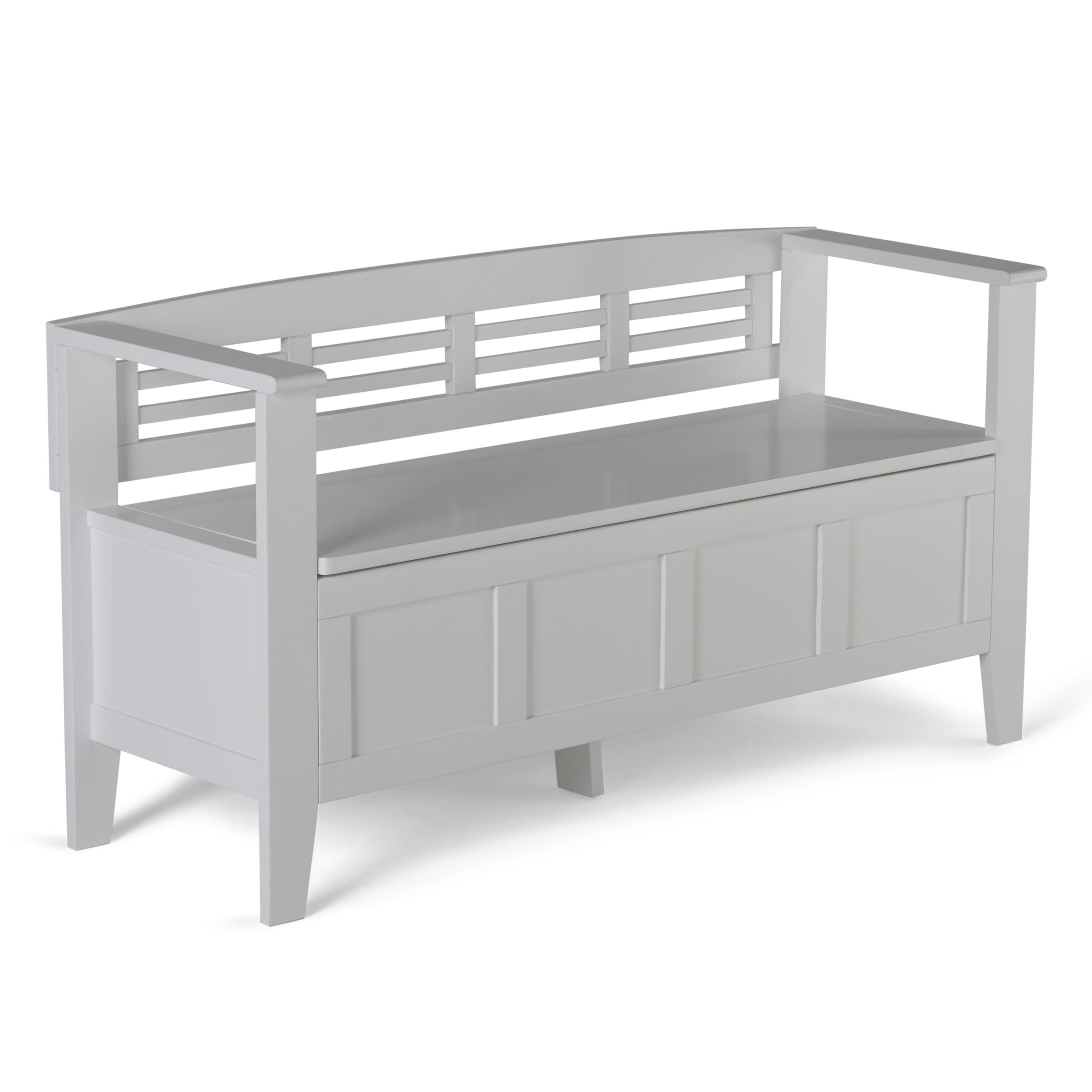 Simpli Home Adams 48"W Solid Wood Contemporary Entryway Storage Bench with Lift-Top Lid and Dual Compartments