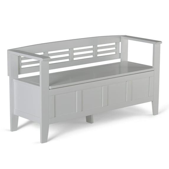 Simpli Home Adams 48"W Solid Wood Contemporary Entryway Storage Bench with Lift-Top Lid and Dual Compartments
