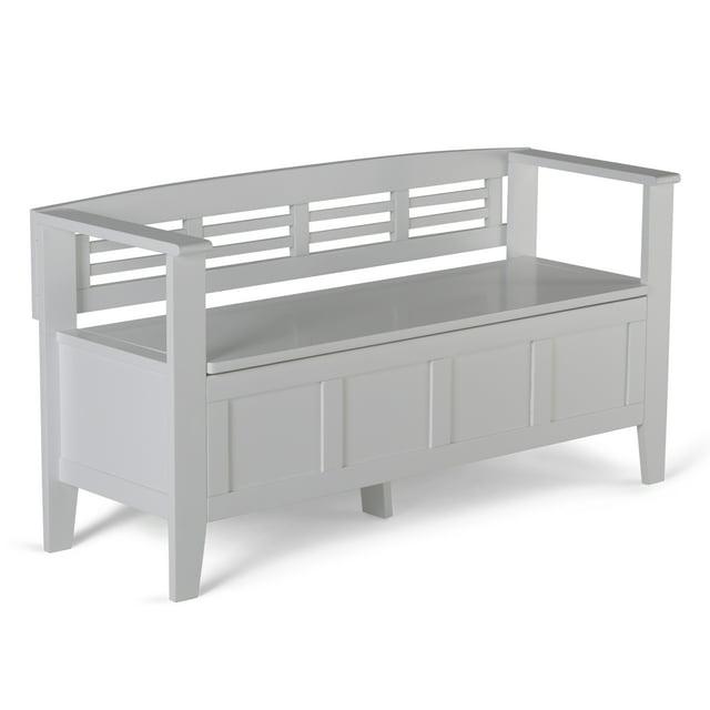 Simpli Home Adams 48"W Solid Wood Contemporary Entryway Storage Bench with Lift-Top Lid and Dual Compartments