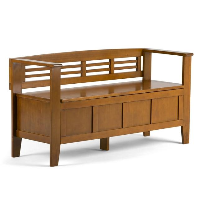 Simpli Home Adams Solid Wood Entryway Lift Top Storage Bench