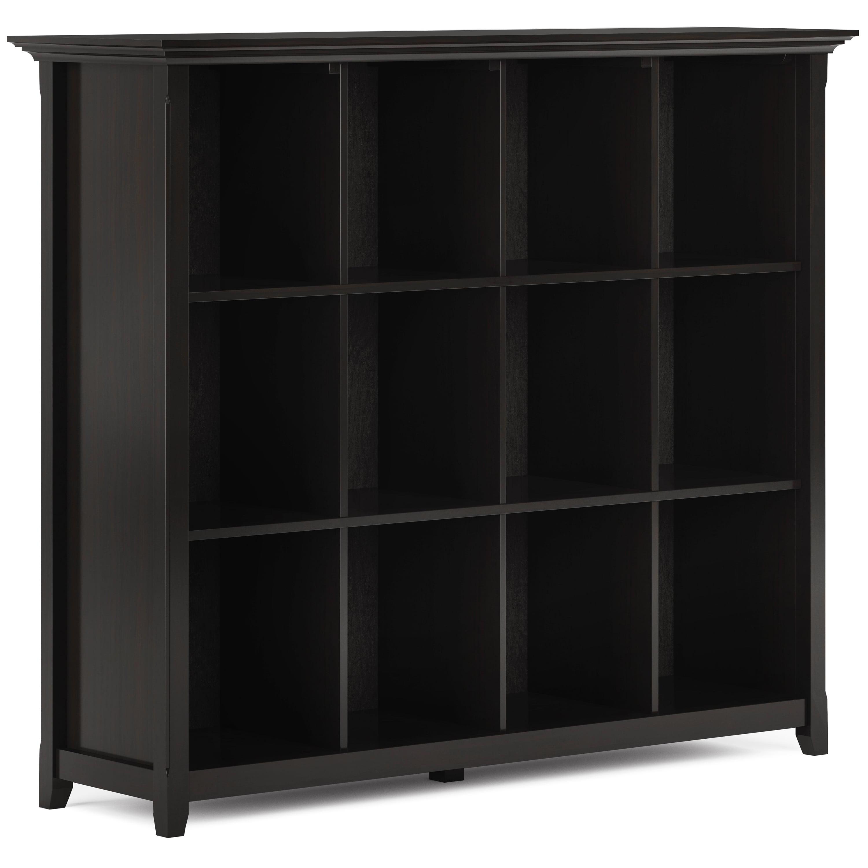 Hickory Brown 57" Solid Wood 12-Cube Storage Bookcase