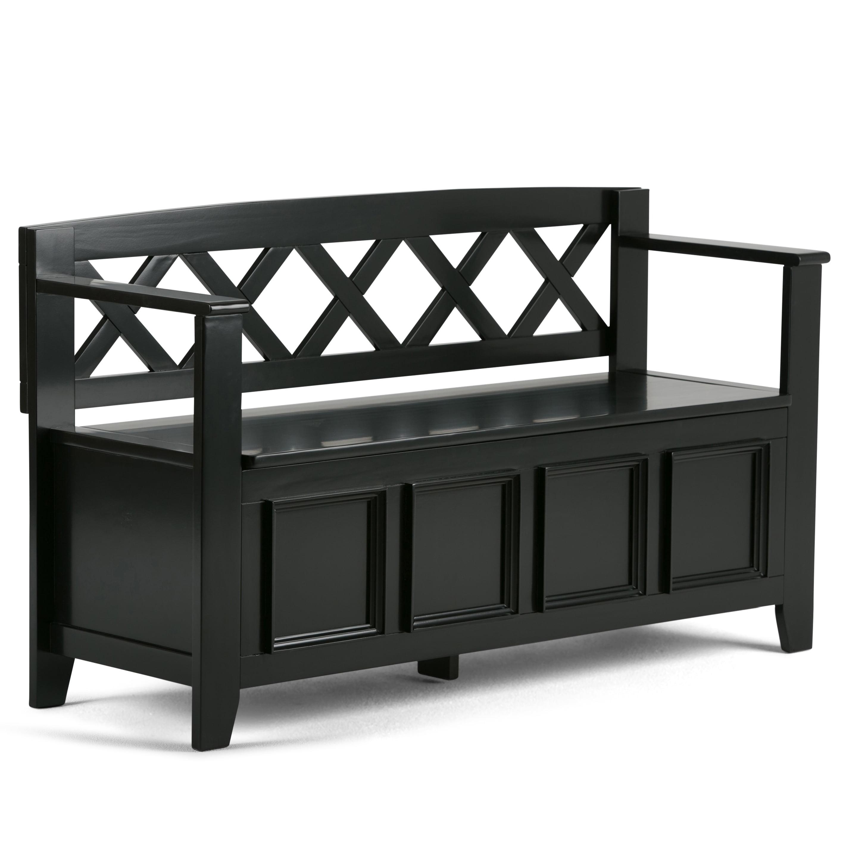 Simpli Home Amherst 48"W Solid Wood Entryway Storage Bench with Lift-Top Lid and Dual Compartments