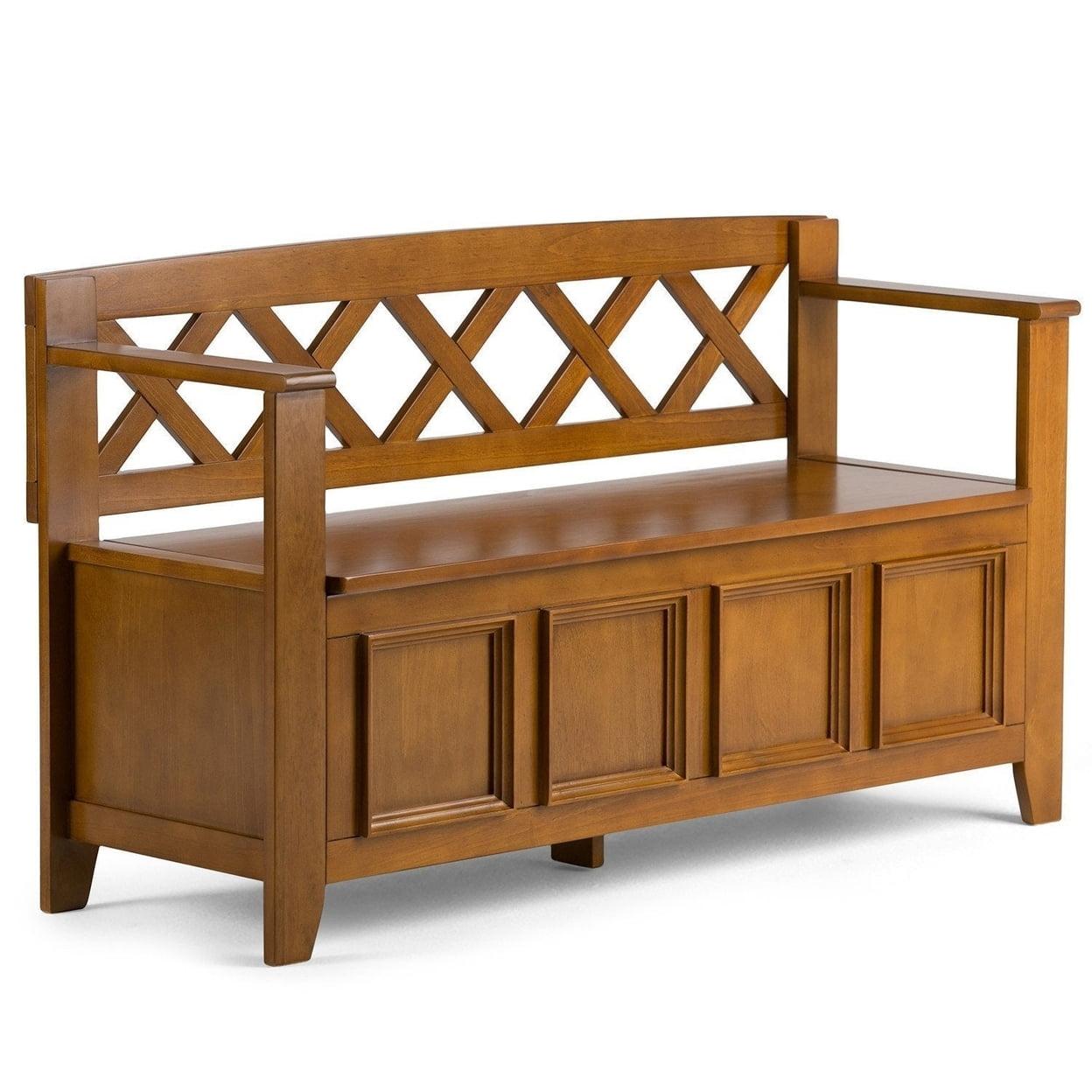 Simpli Home Amherst Solid Wood Entryway Lift Top Storage Bench