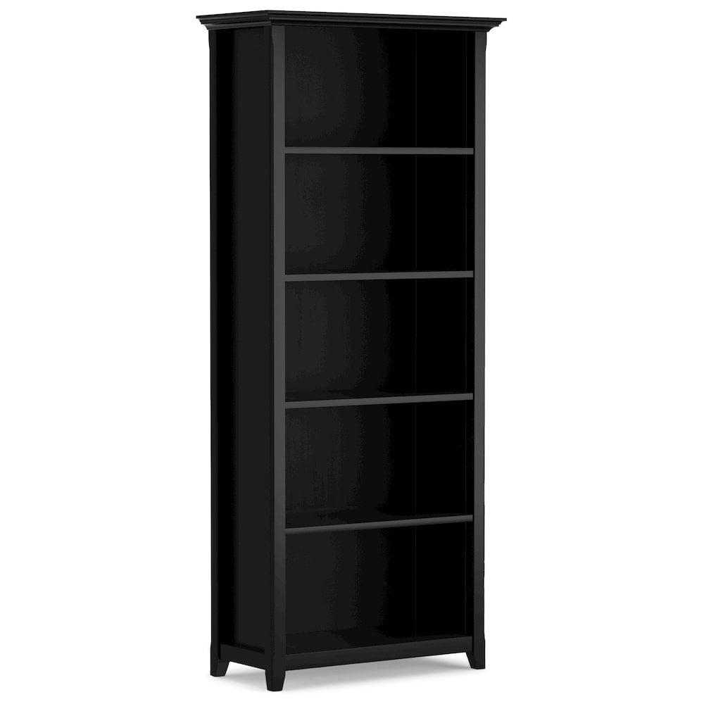 Amherst Adjustable 70'' Solid Wood 5-Shelf Bookcase in Black