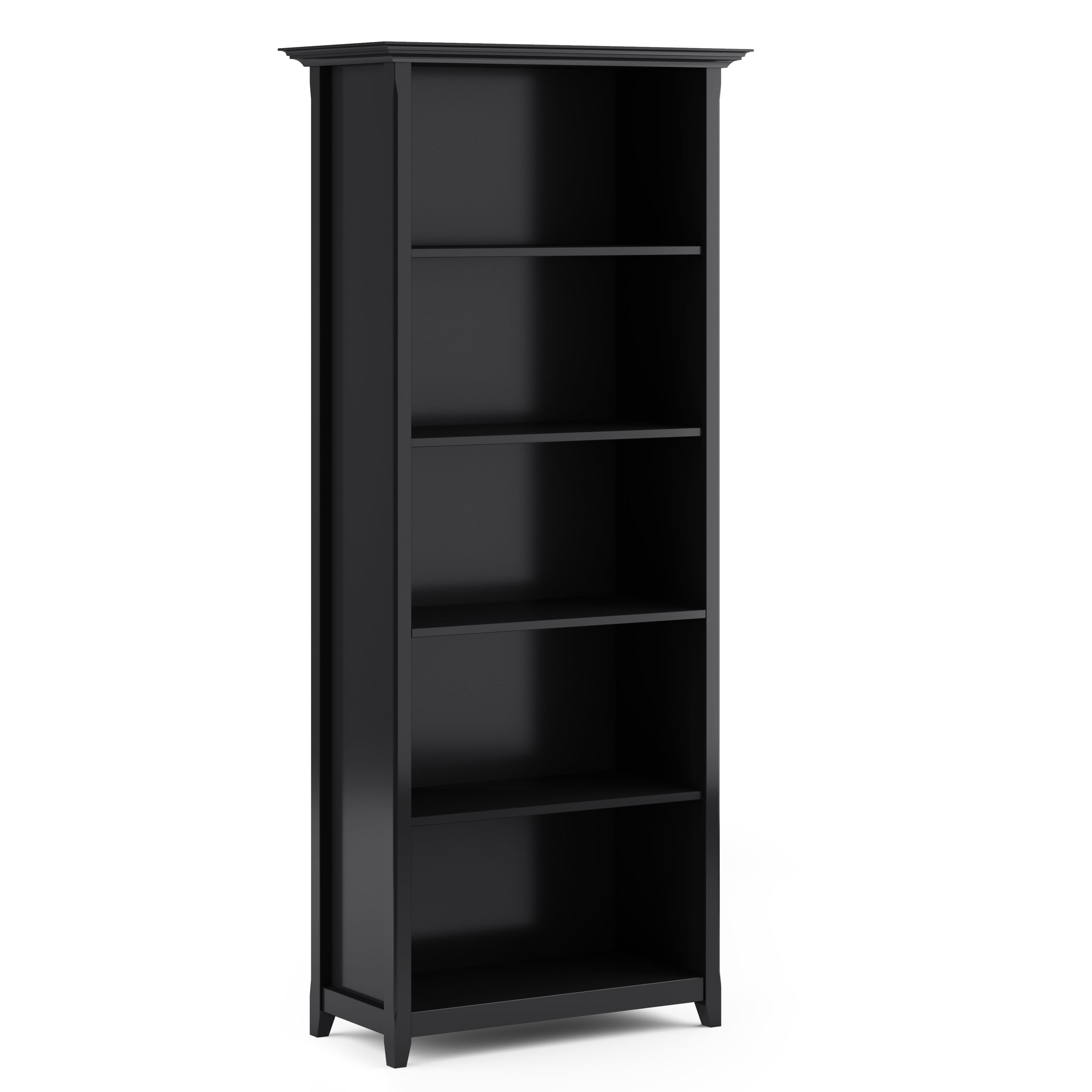 Amherst Adjustable 70'' Solid Wood 5-Shelf Bookcase in Black