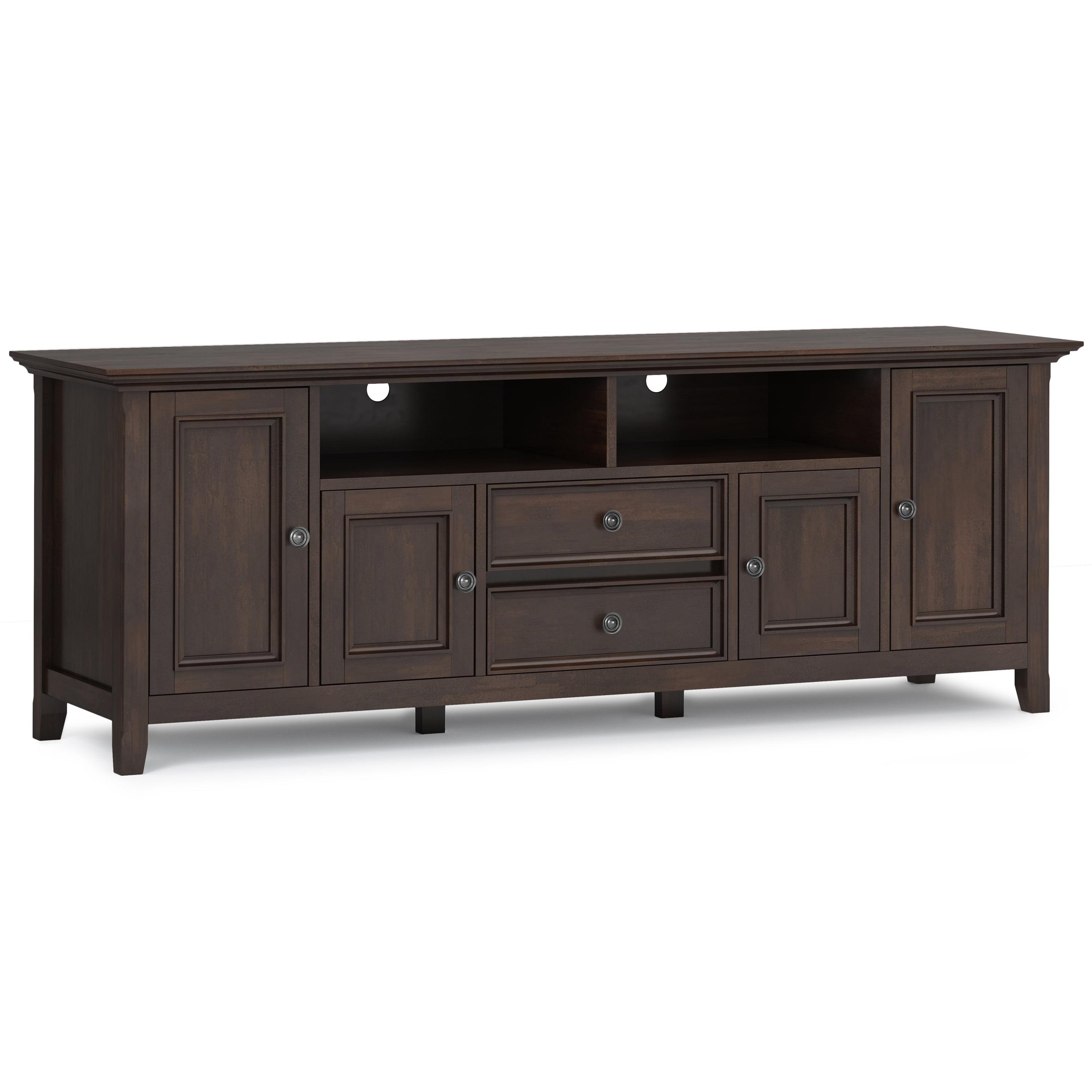 Brunette Brown Traditional Solid Wood 72" TV Media Stand