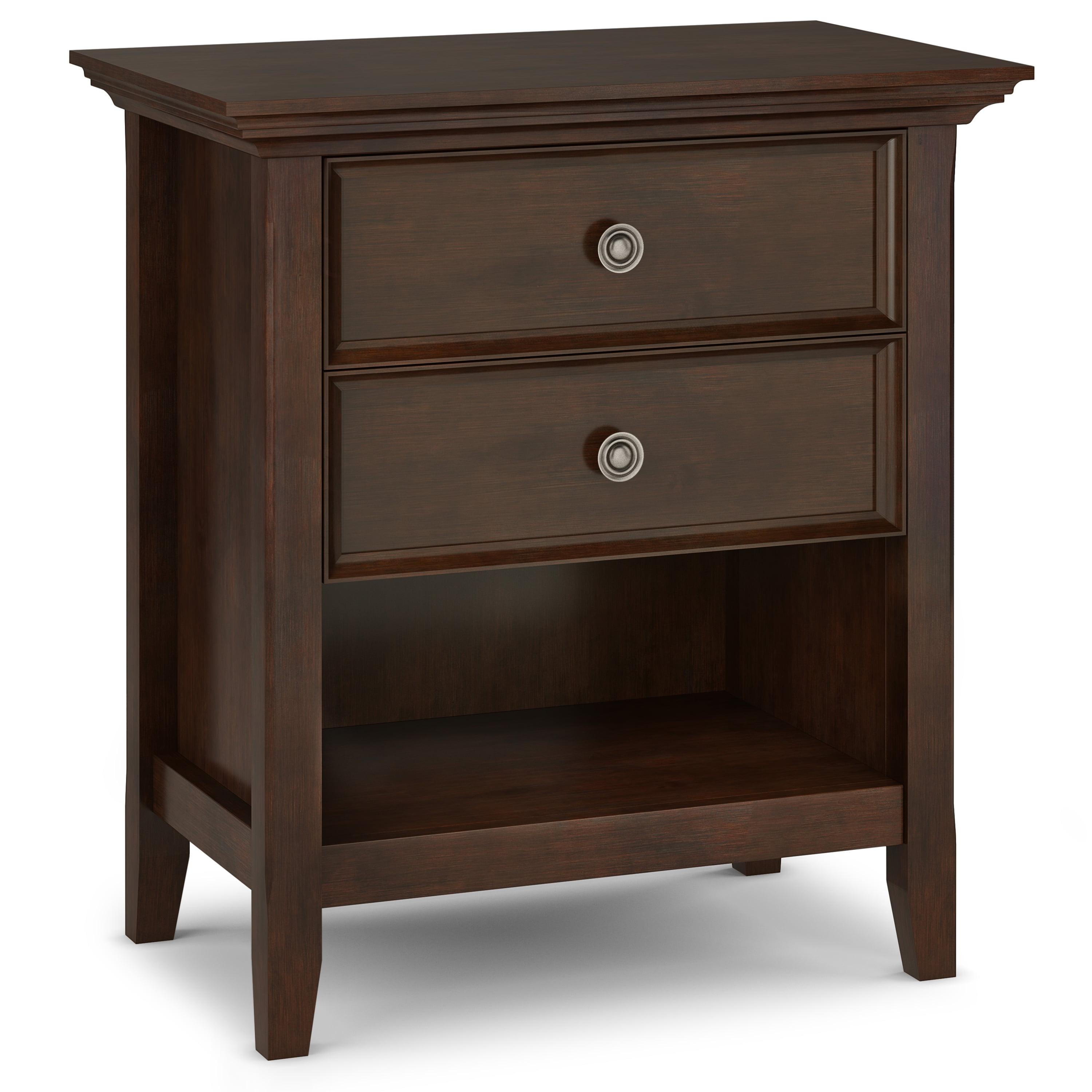 Simpli Home Amherst Solid Wood Bedside Table In Russet Brown