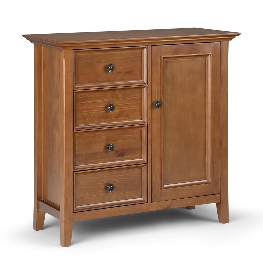 Simpli Home Amherst Solid Wood Storage Cabinet in Light Golden Brown