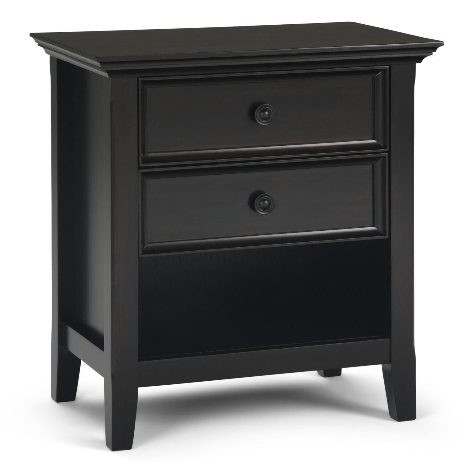 Simpli Home Amherst Wood 24" Transitional Bedside Nightstand Table in Hickory Brown