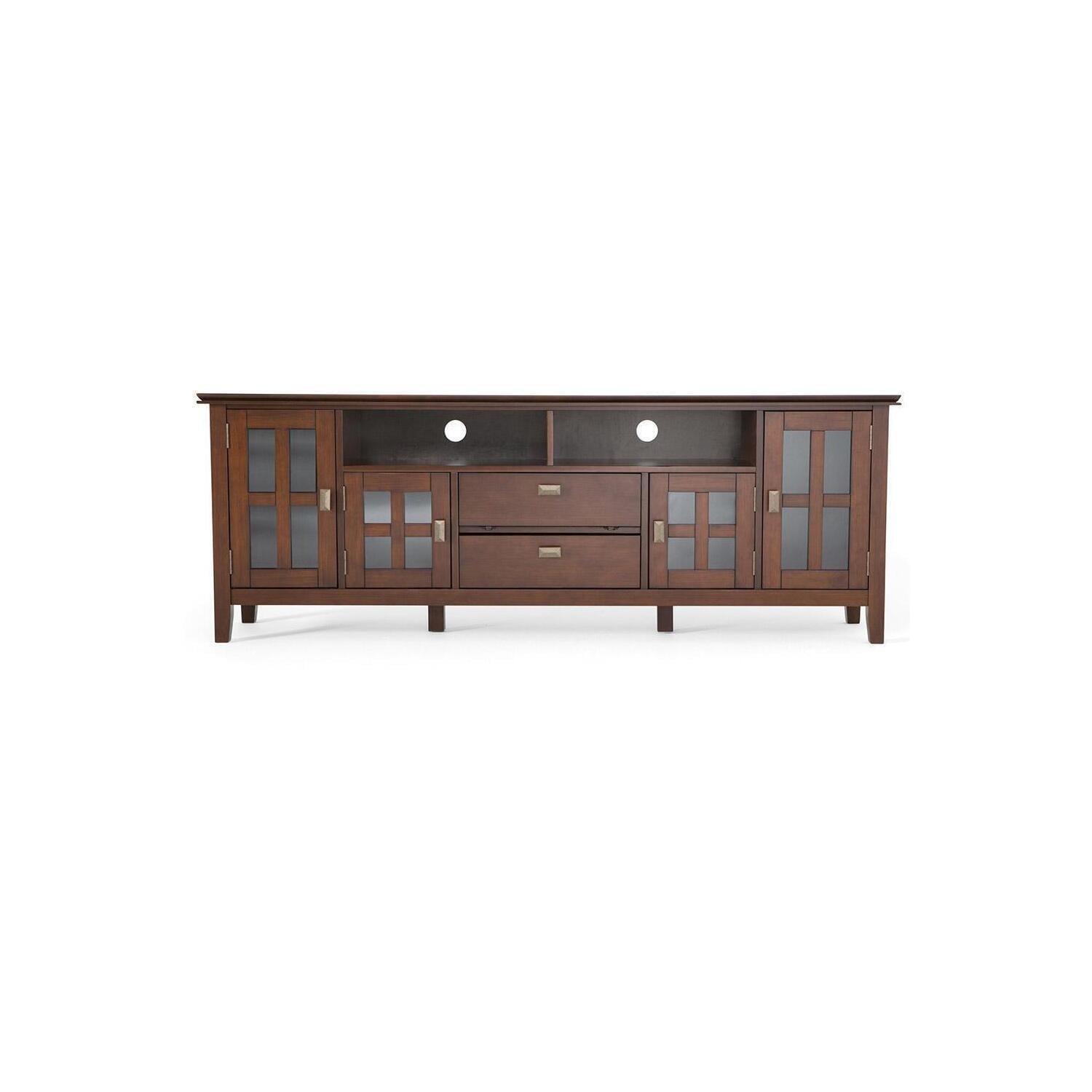 Simpli Home Artisan 72" TV Media Stand in Russet Brown