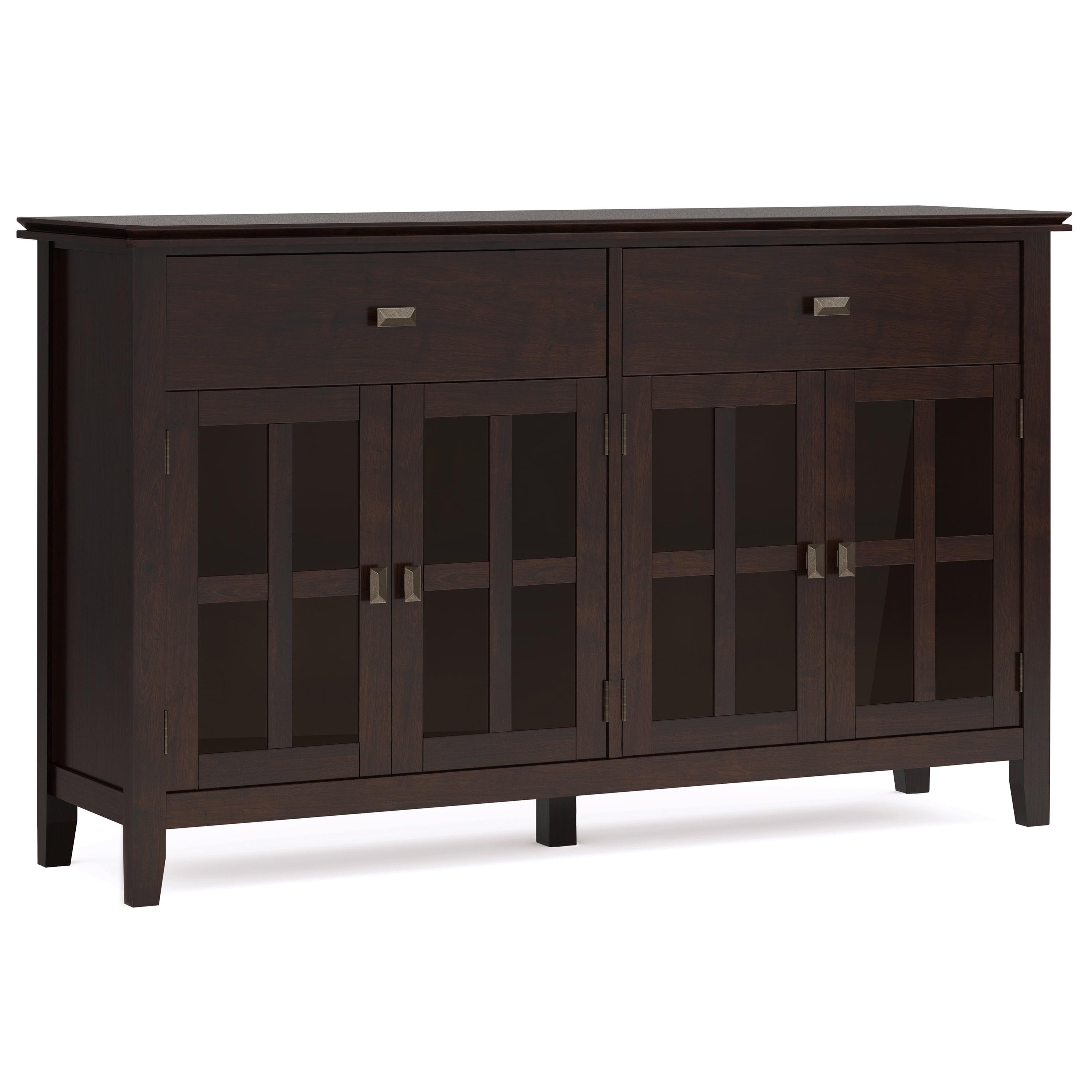 Artisan SOLID WOOD 60" WD Transitional 4Door Sideboard Buffet in Chestnut Brown