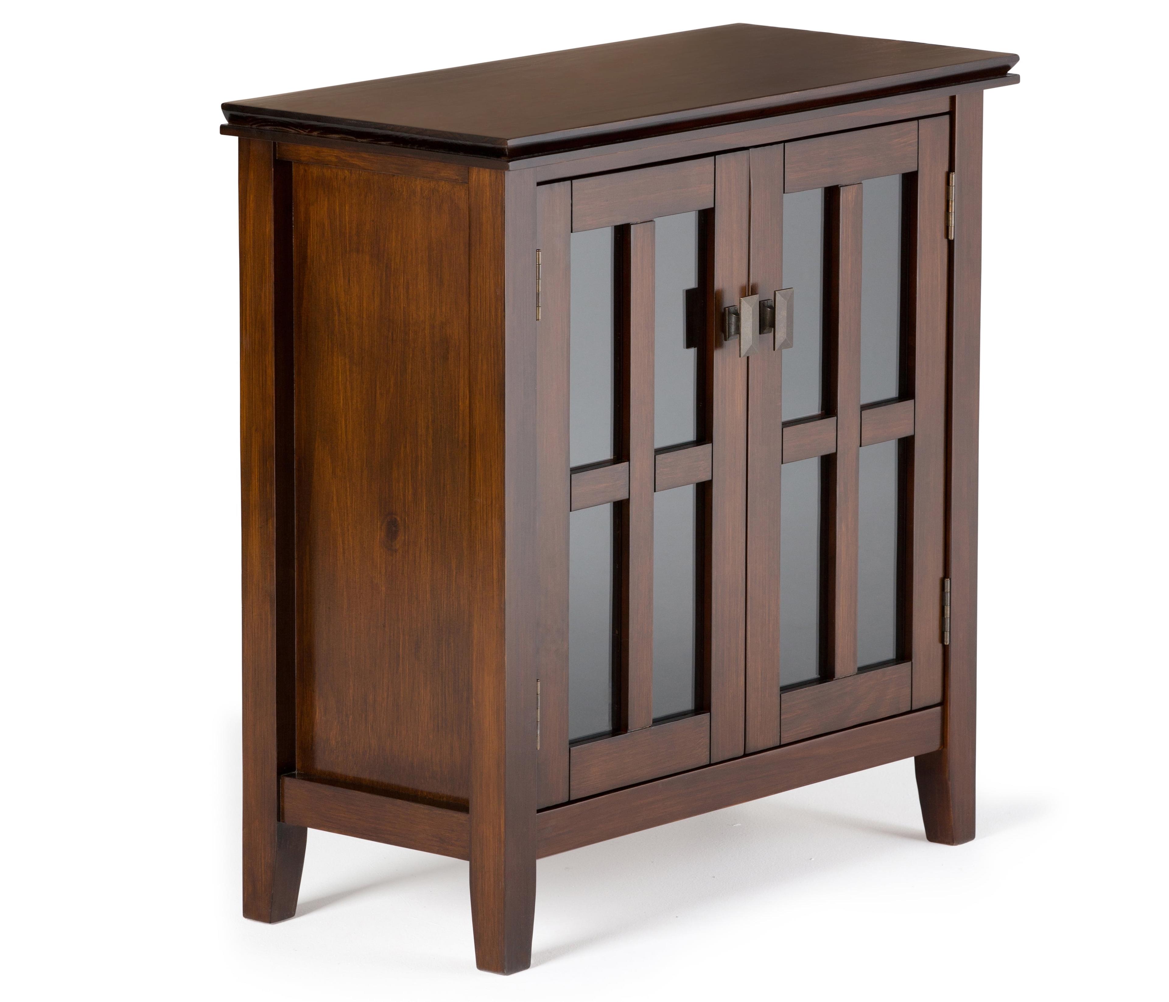 Simpli Home Artisan Wood 30" Transitional Low Cabinet in Russet Brown