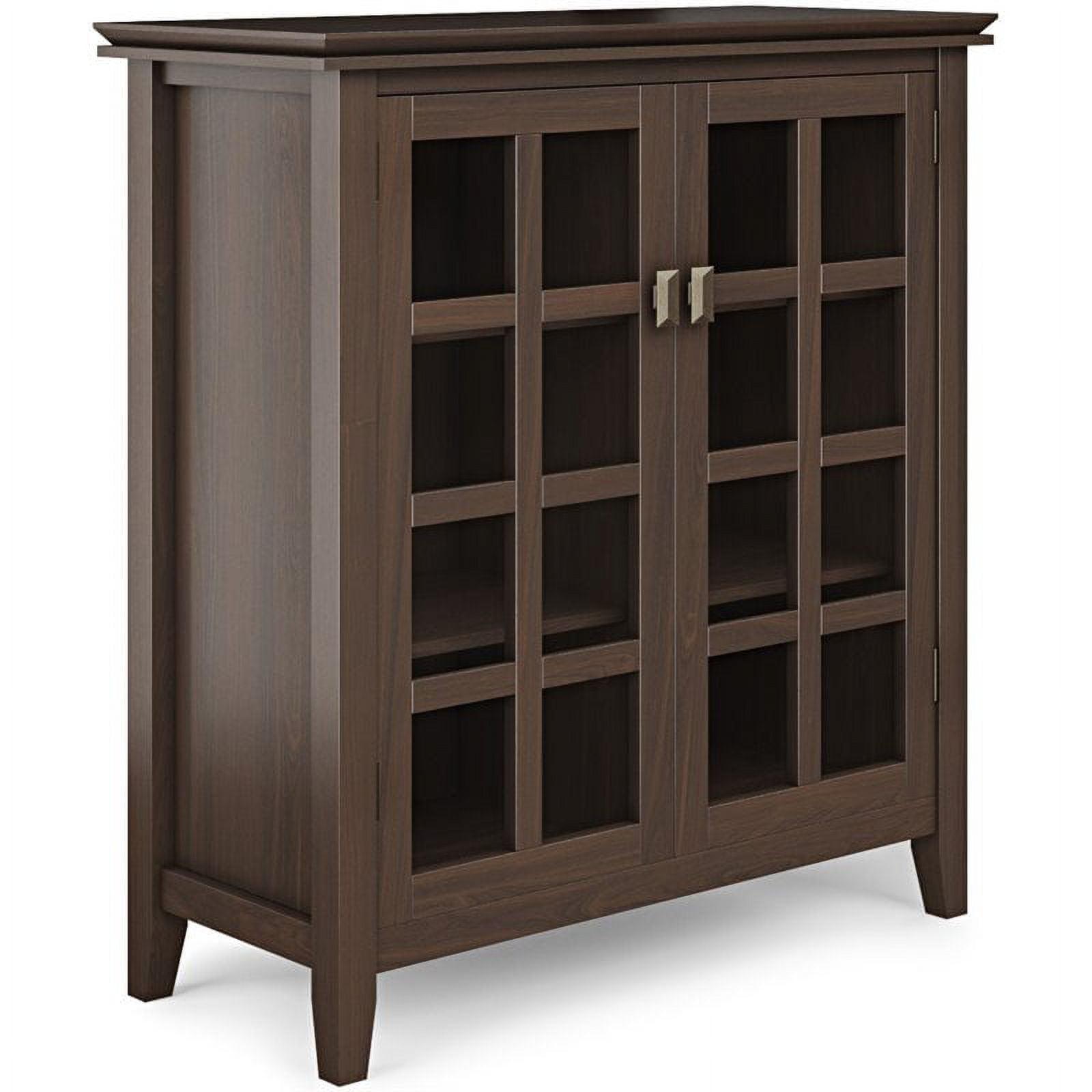 Simpli Home Artisan Solid Wood Medium Storage Cabinet In Tobacco Brown