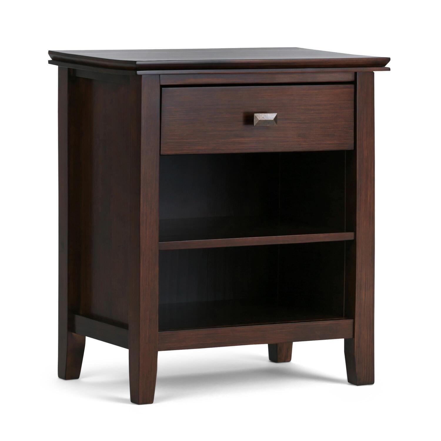 Simpli Home Artisan Wood 24" Transitional Bedside Nightstand Table in Russet Brown