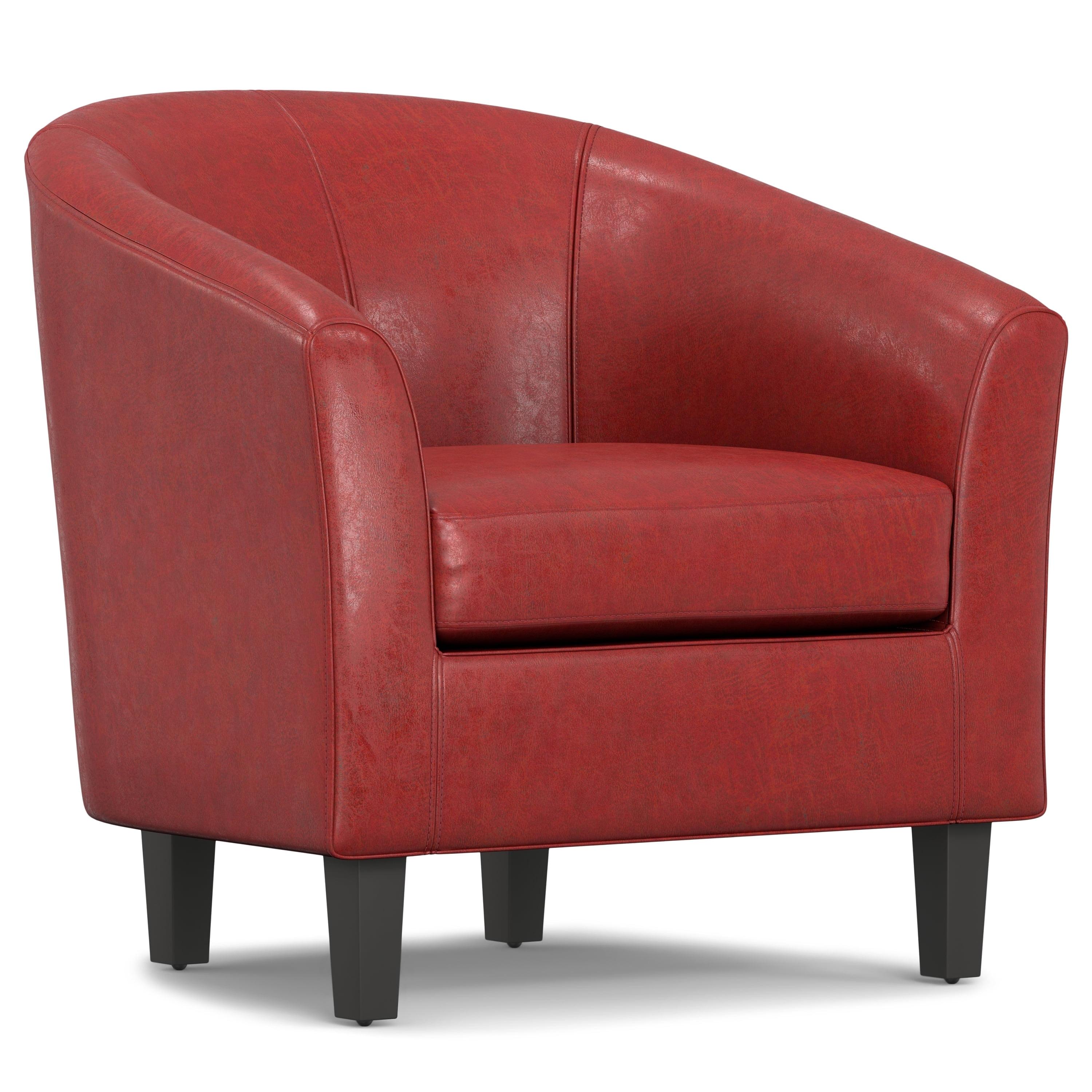 Simpli Home Austin 30"W Upholstered Vegan Faux Leather Contemporary Tub Accent Chair with High Arms and Deep Seat