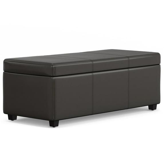 Simpli Home Avalon 44"W Upholstered Storage Ottoman with Lift-Top and Large Interior Storage
