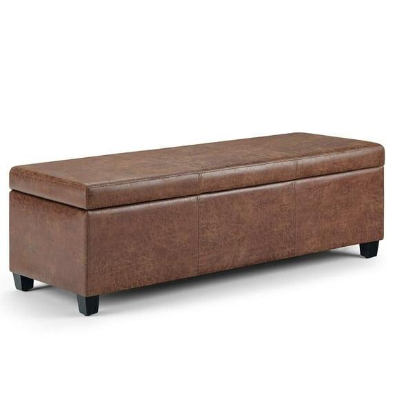 Simpli Home Avalon 48"W Upholstered Storage Ottoman Bench with Large Interior Storage