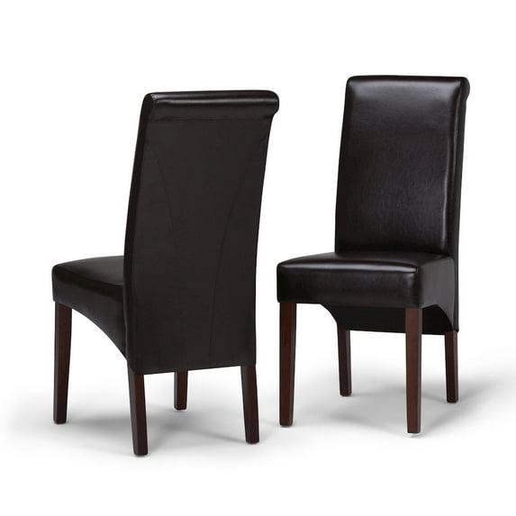 Simpli Home Avalon Upholstered Parson Dining Chair with Ergonomic Curved Backrest in Modern Style (Set of 2) (Set of 2)