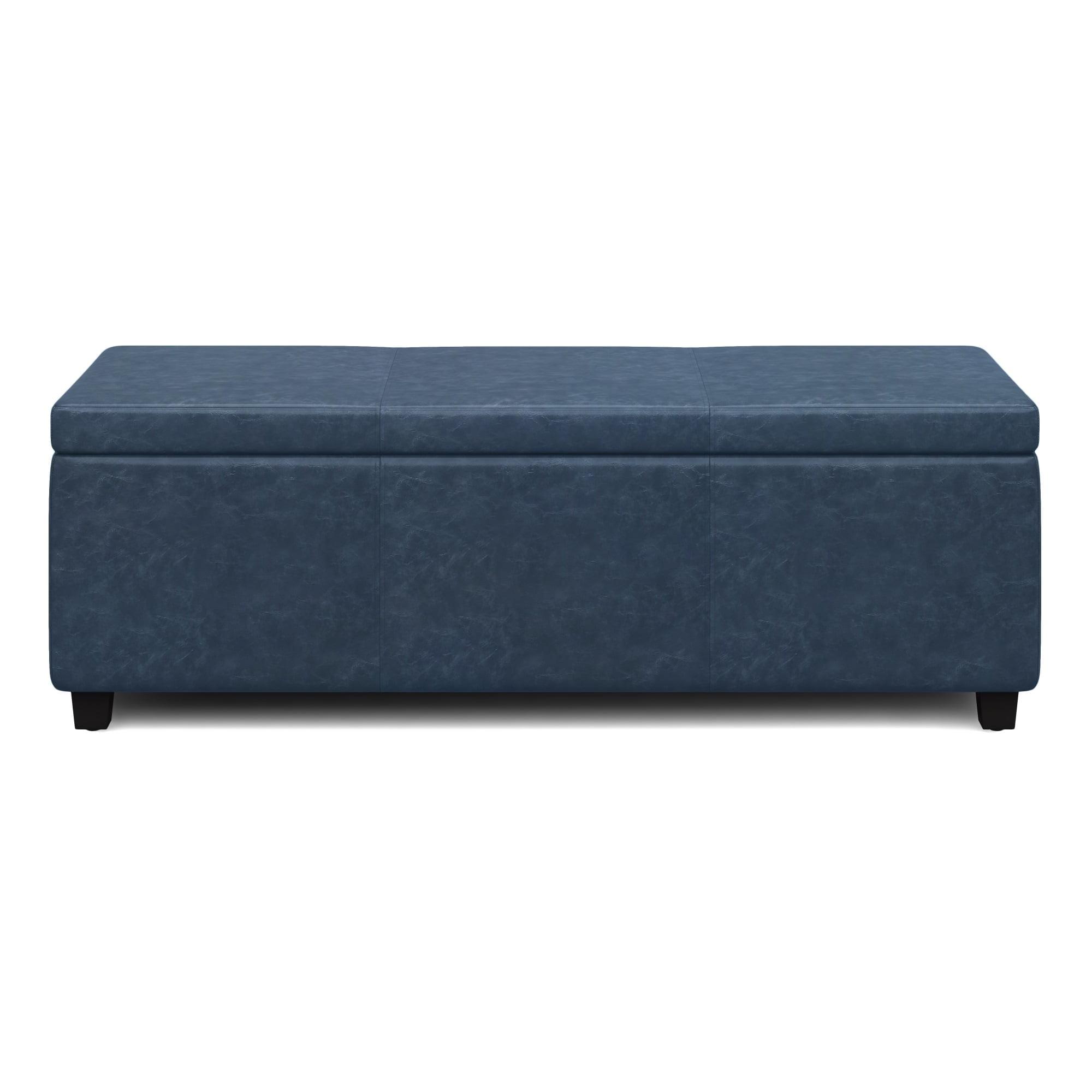Simpli Home Avalon 48"W Upholstered Storage Ottoman Bench with Large Interior Storage