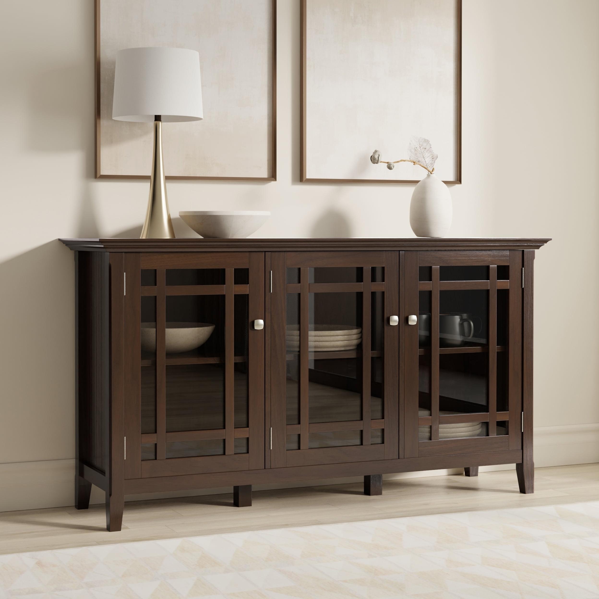 Simpli Home Bedford Transitional Solid Wood Storage Cabinet in Tobacco Brown