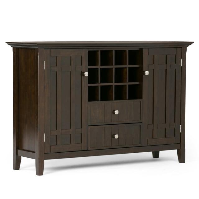 Simpli Home Bedford 54"W Solid Wood Sideboard Buffet and Wine Rack, 2 Drawers, and 2 Cabinets