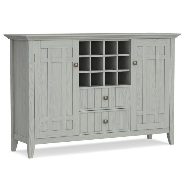 Simpli Home Bedford 54"W Solid Wood Sideboard Buffet and Wine Rack, 2 Drawers, and 2 Cabinets