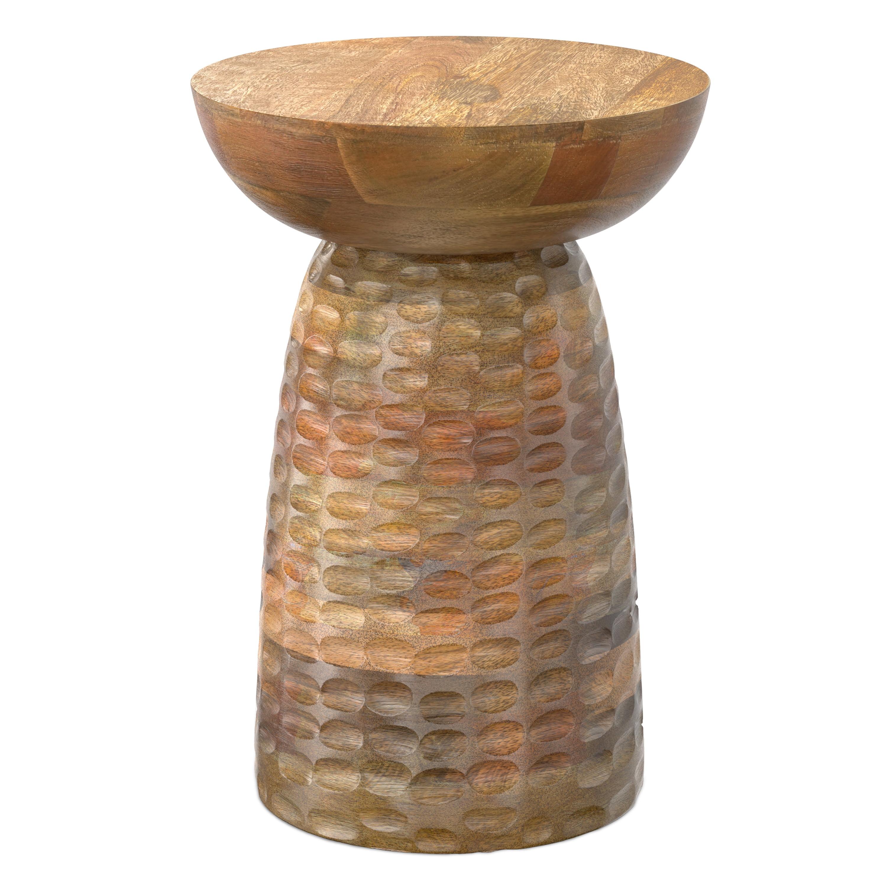 Simpli Home Boyd Solid Mango Wood Contemporary Accent Table with Textured Finish, Fully Assembled
