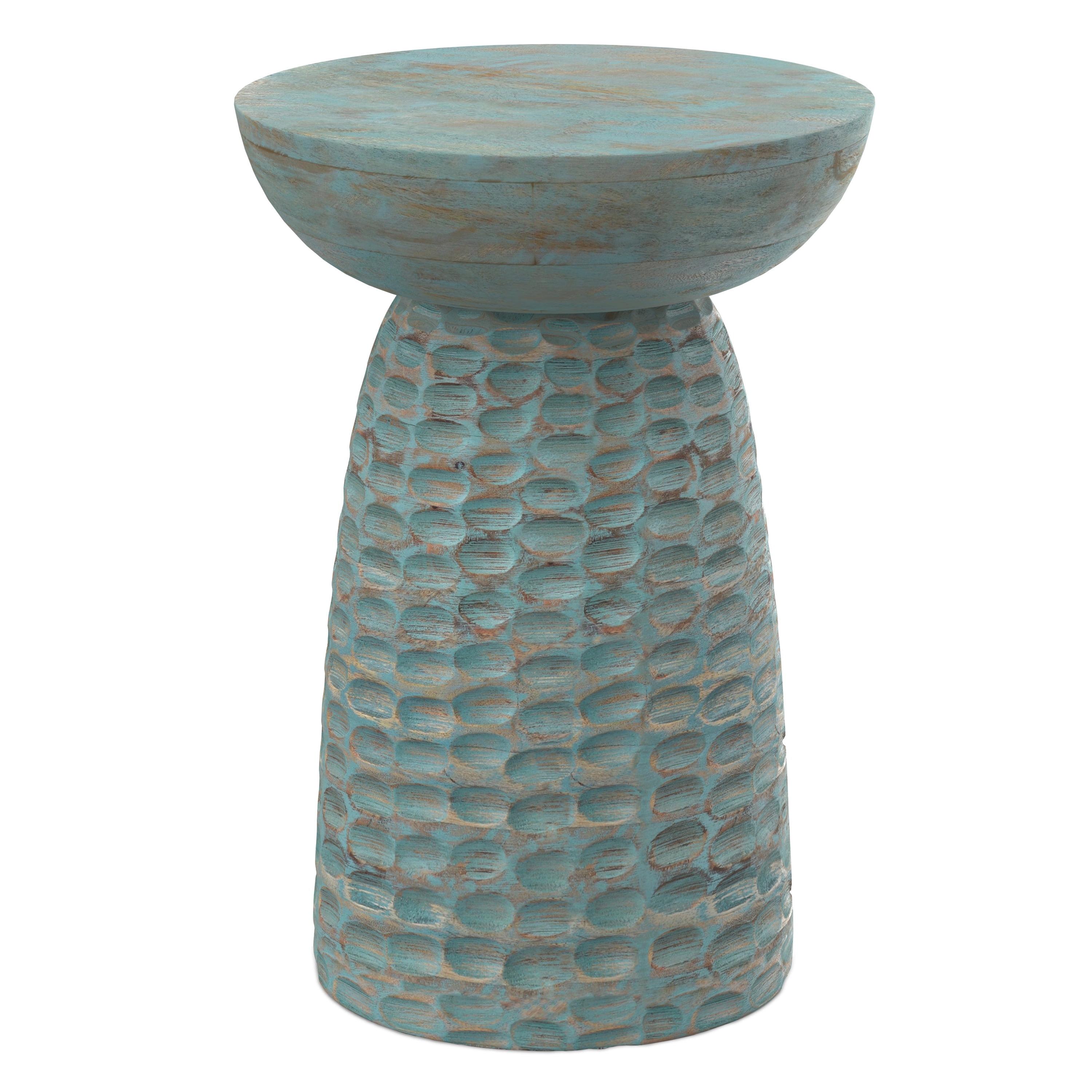 Simpli Home Boyd Solid Mango Wood Pedestal Accent End Table