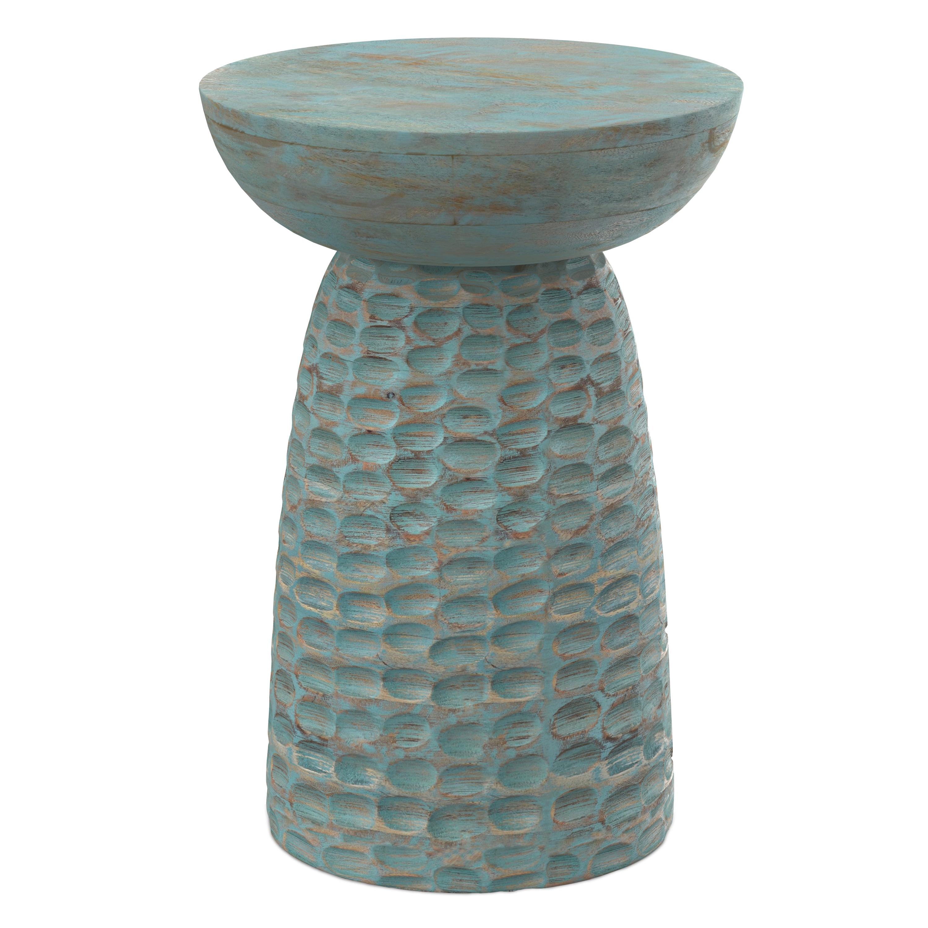 Simpli Home Boyd Solid Mango Wood Pedestal Accent End Table