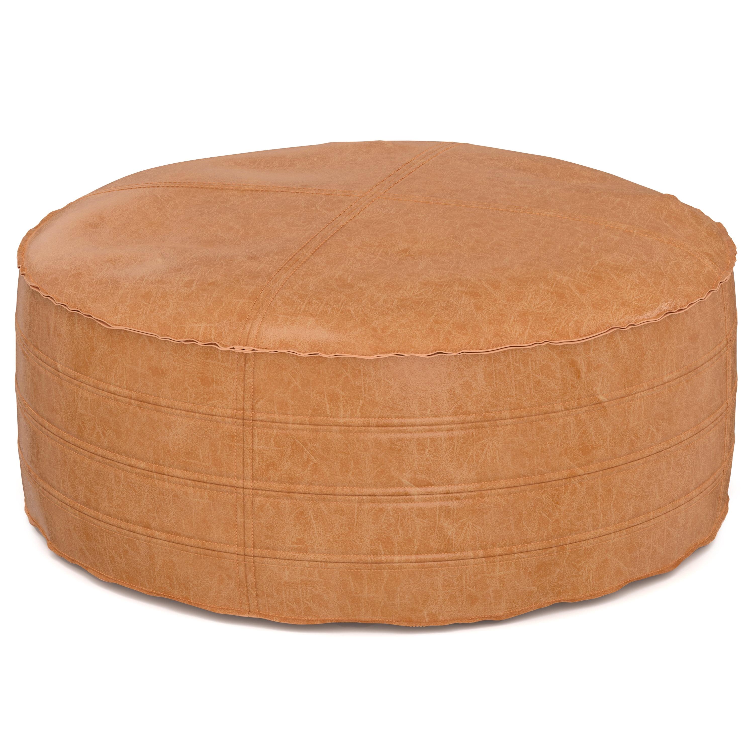 Simpli Home Brody Faux Leather Pouf