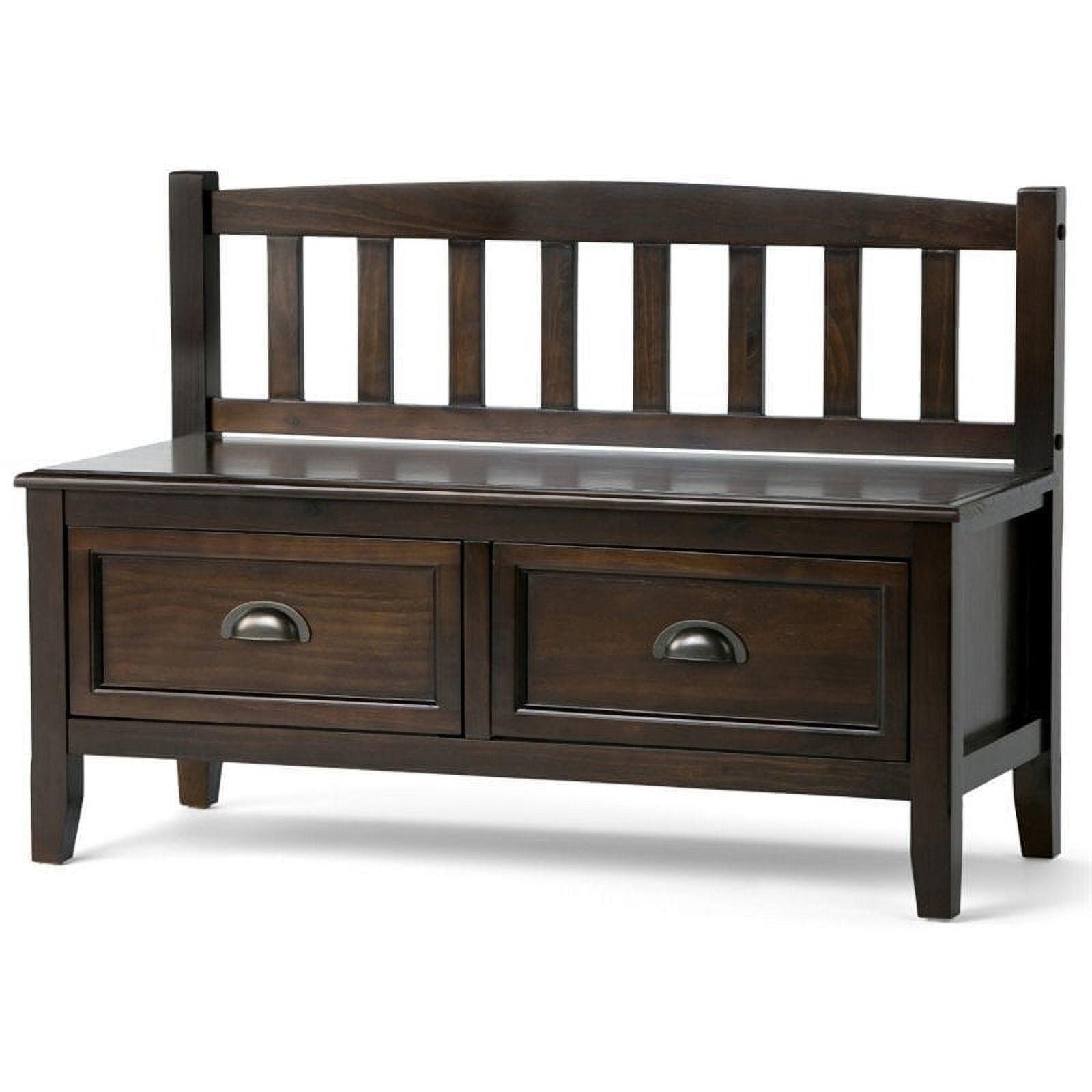 Mahogany Brown Solid Wood Entryway Storage Bench with Drawers