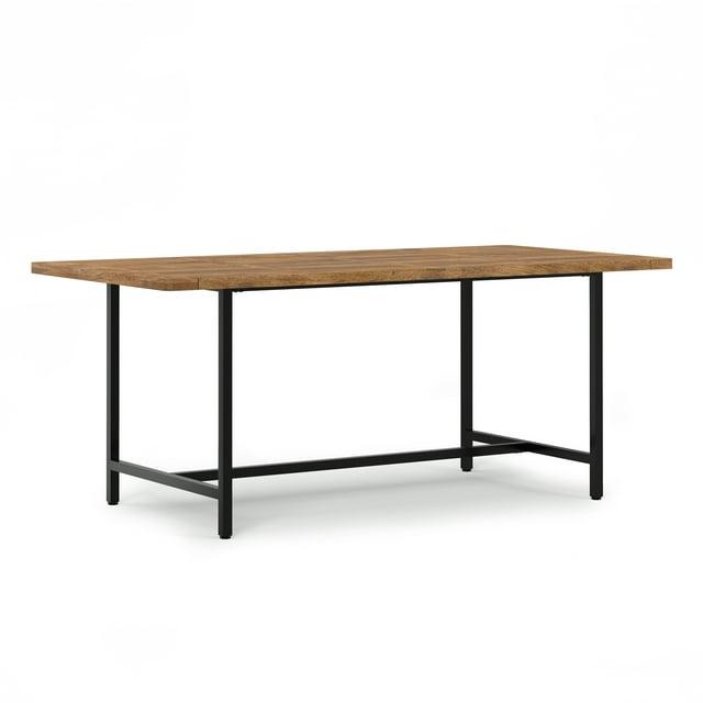 Simpli Home Campbell 72"W Mango Wood Industrial Dining Table, Powder-Coated Metal Base, Rectangle