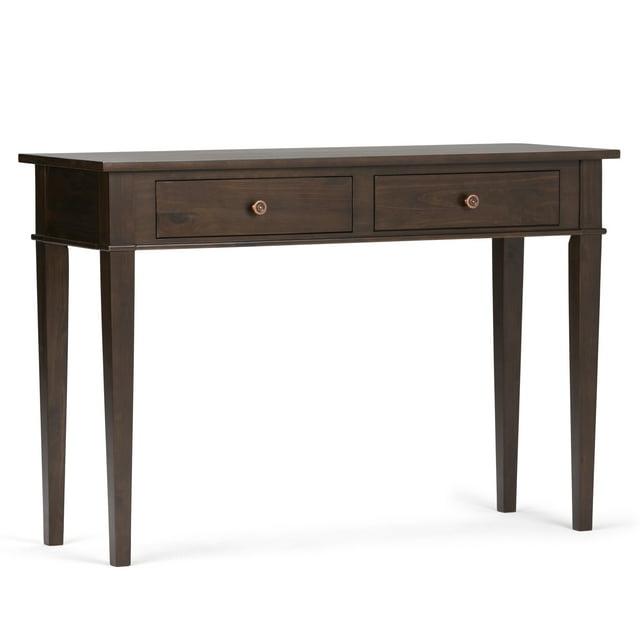 Simpli Home Carlton 44"W Solid Wood Storage Console Table in Dark Tobacco Brown with 2 Drawers