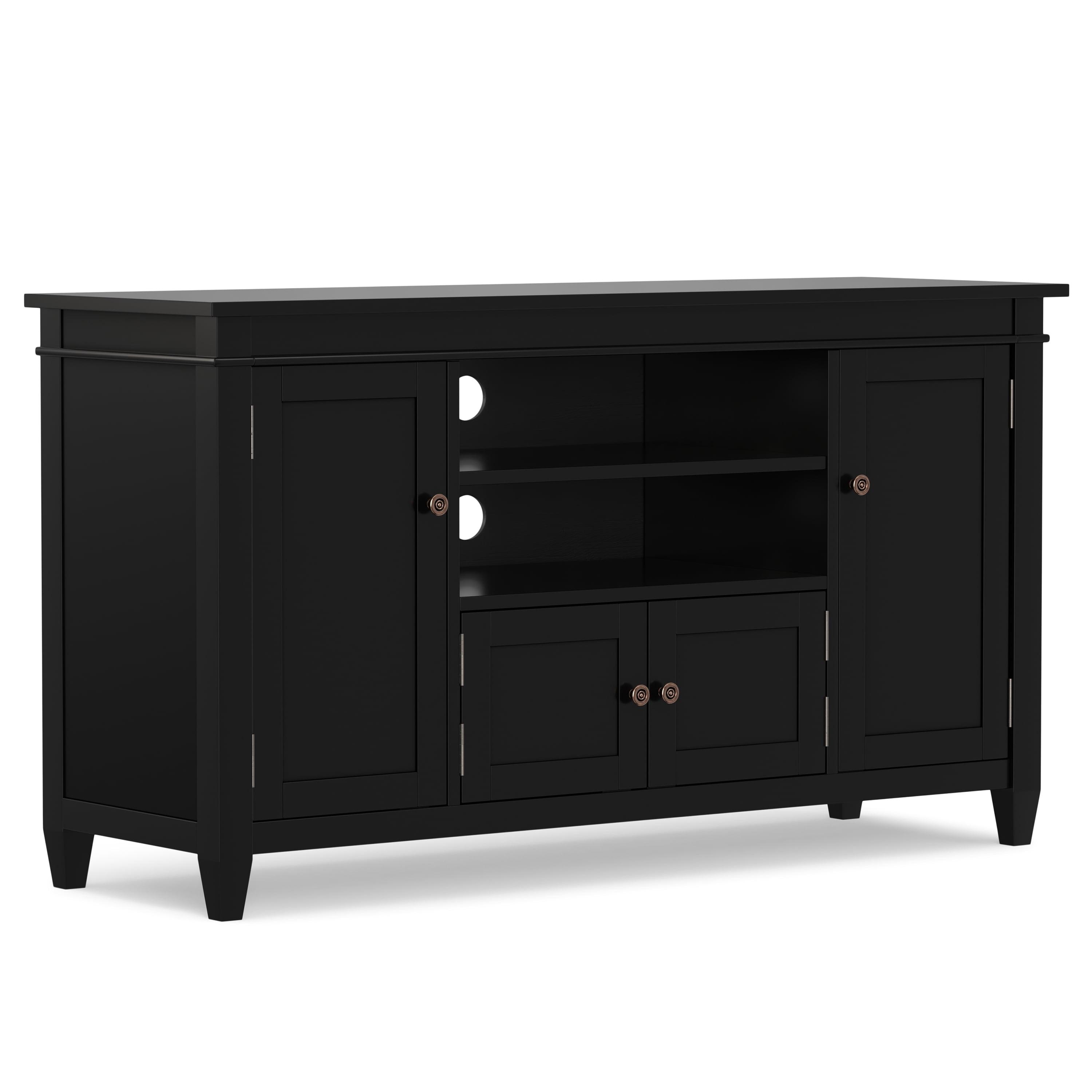 Simpli Home Carlton 54"W Solid Wood TV Stand for TVs up to 60" with 4 Cabinets