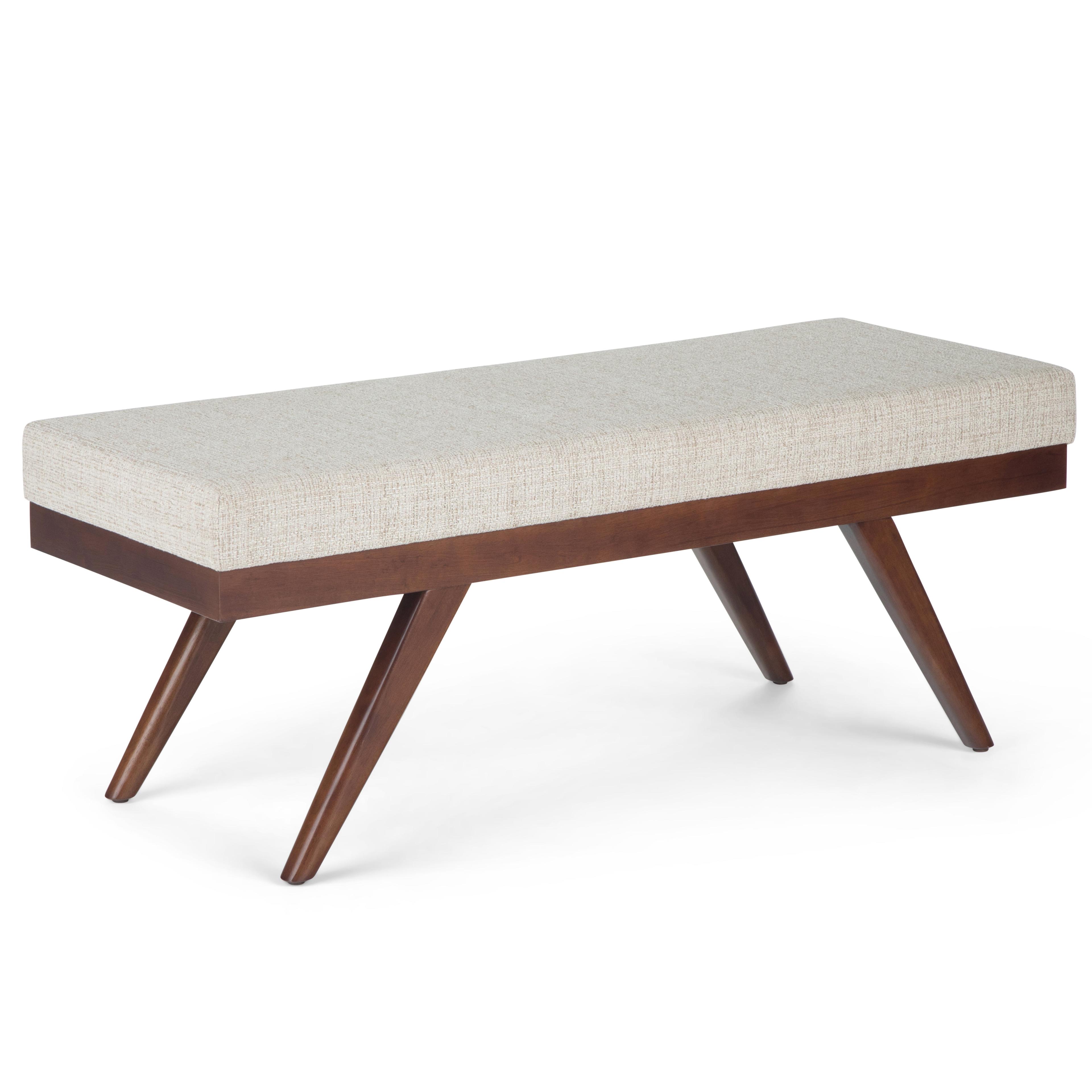 Chanelle Mid Century Platinum Tweed Ottoman Bench