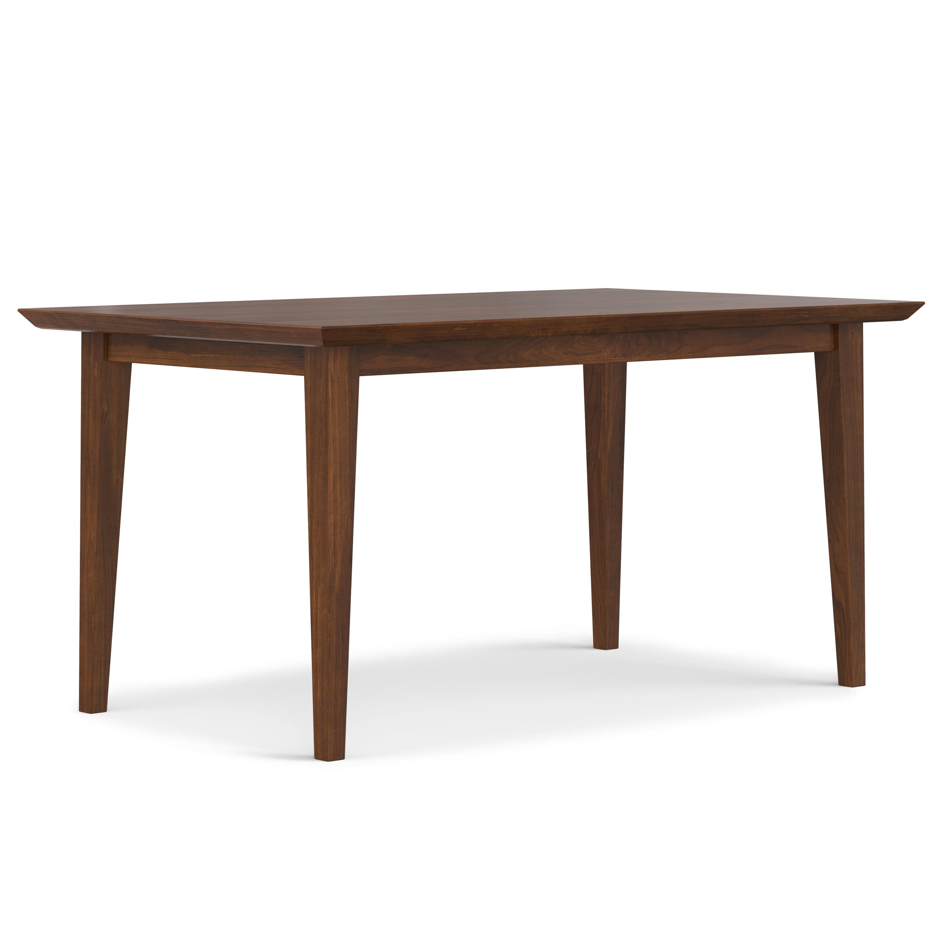 Draper 66-84"W Walnut Extendable Dining Table, Mid-Century Modern Style