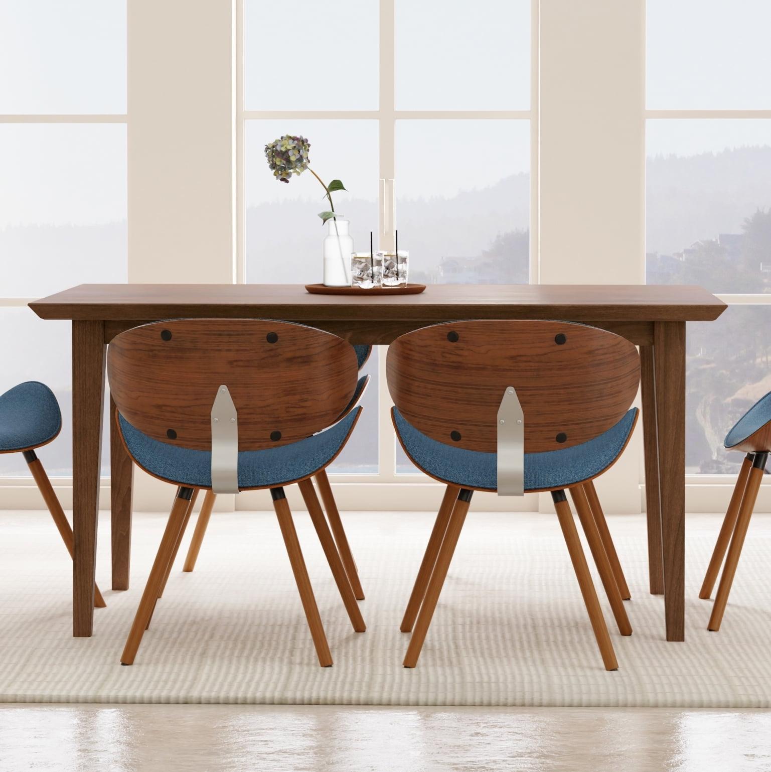 Draper 66-84"W Walnut Extendable Dining Table, Mid-Century Modern Style