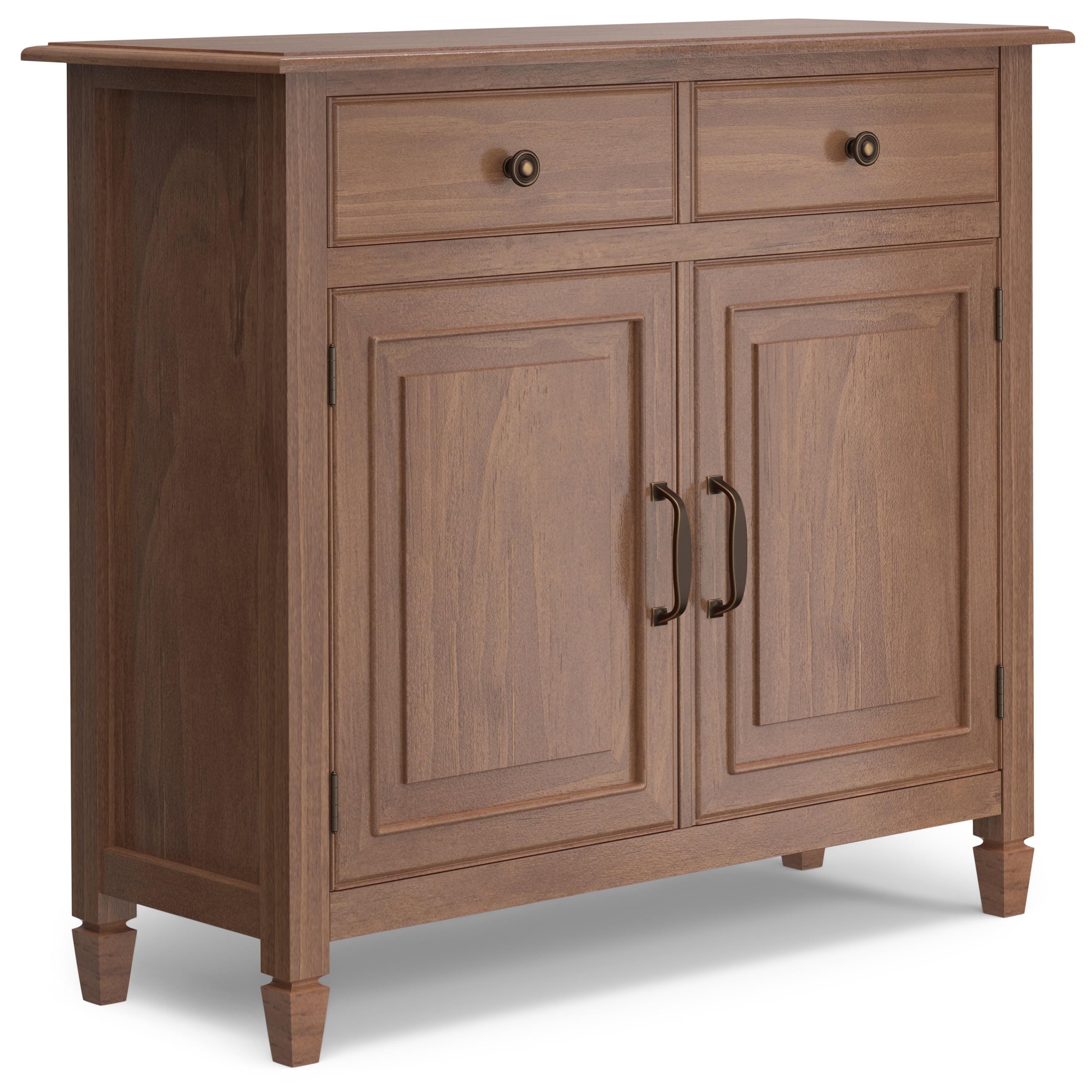 Simpli Home Connaught 40"W Solid Wood 2-Shelf Entryway Storage Cabinet with 2 Storage Drawers